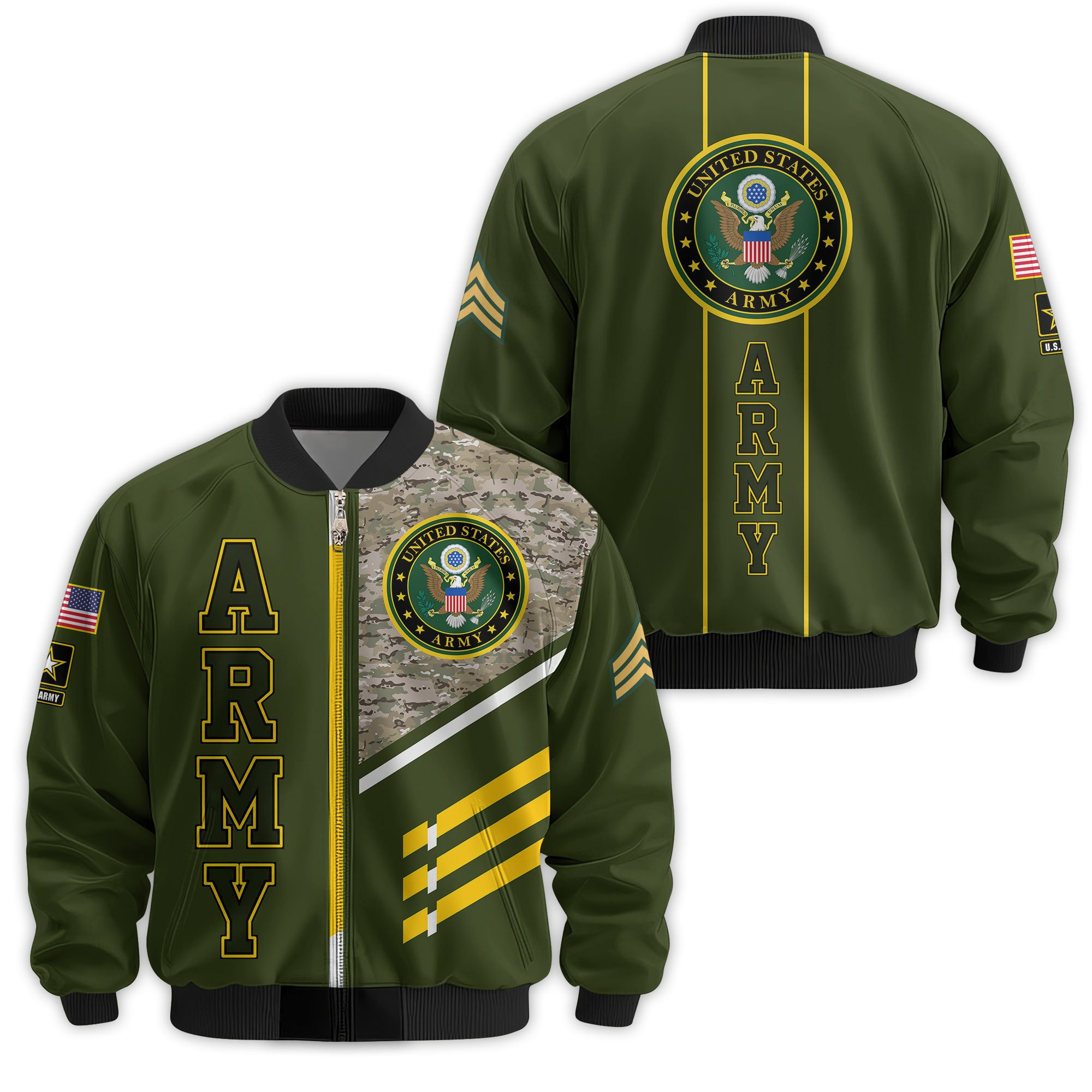 Premium Custom US Army Veteran Bomber Jacket VPVC811481, Waterproof Windbreaker Coat, Army Veteran Gift, Veterans Day Gift