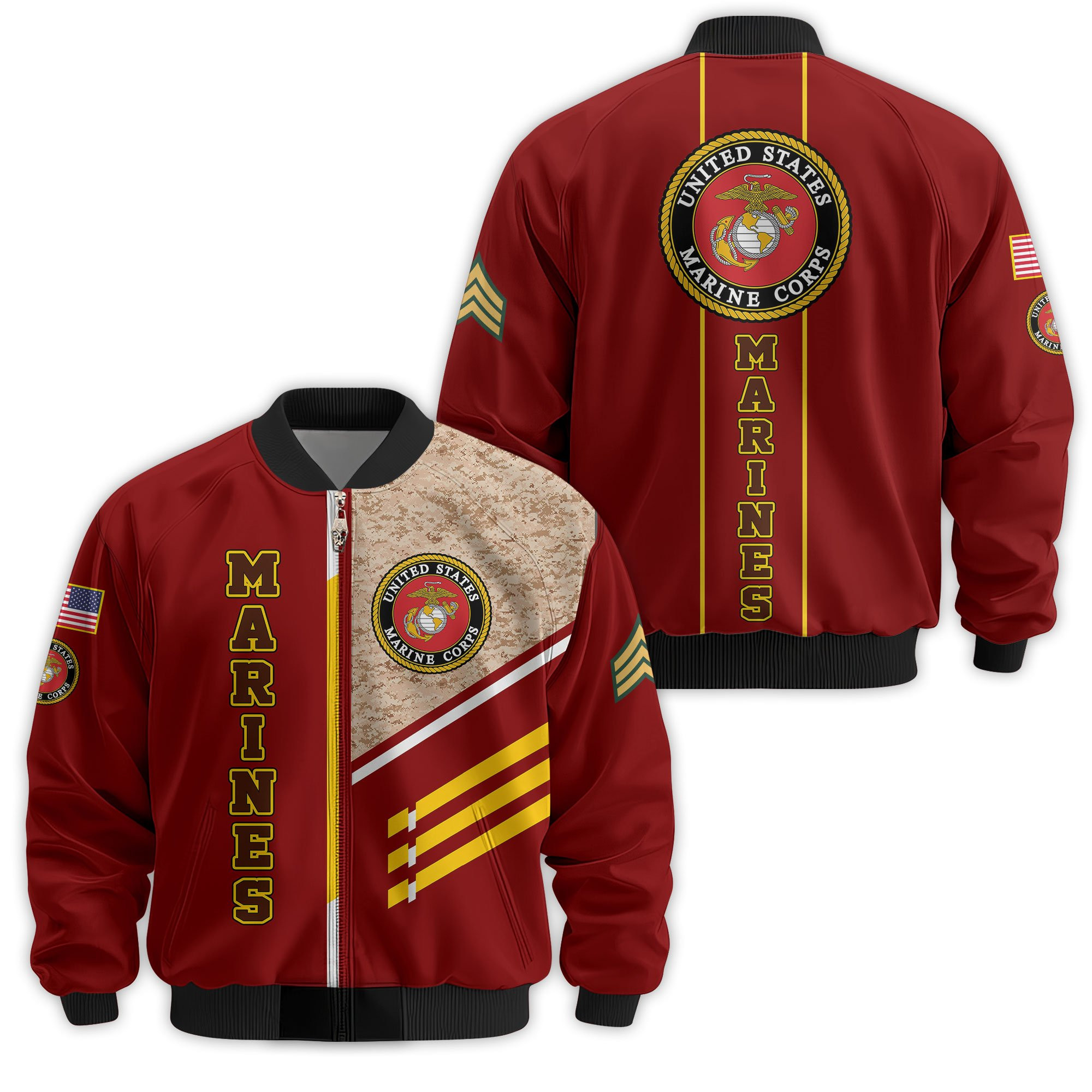 Premium Custom USMC Veteran Bomber Jacket VPVC811483, Waterproof Windbreaker Coat, Marine Veteran Gift, Veterans Day Gift