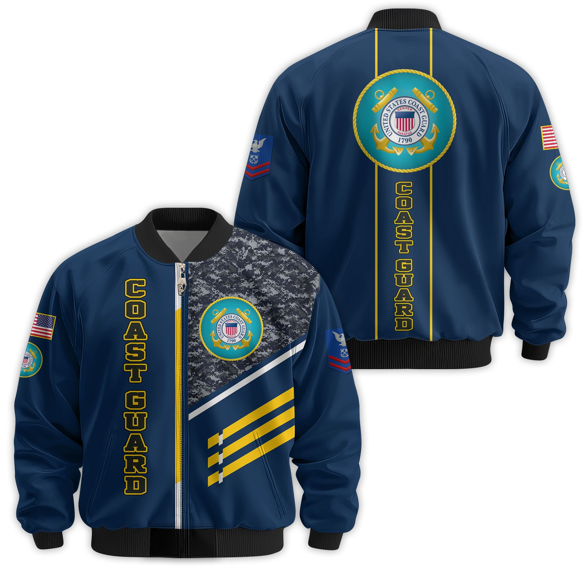 Premium Custom USCG Veteran Bomber Jacket VPVC811485, Waterproof Windbreaker Coat, Coast Guard Veteran Gift, Veterans Day Gift