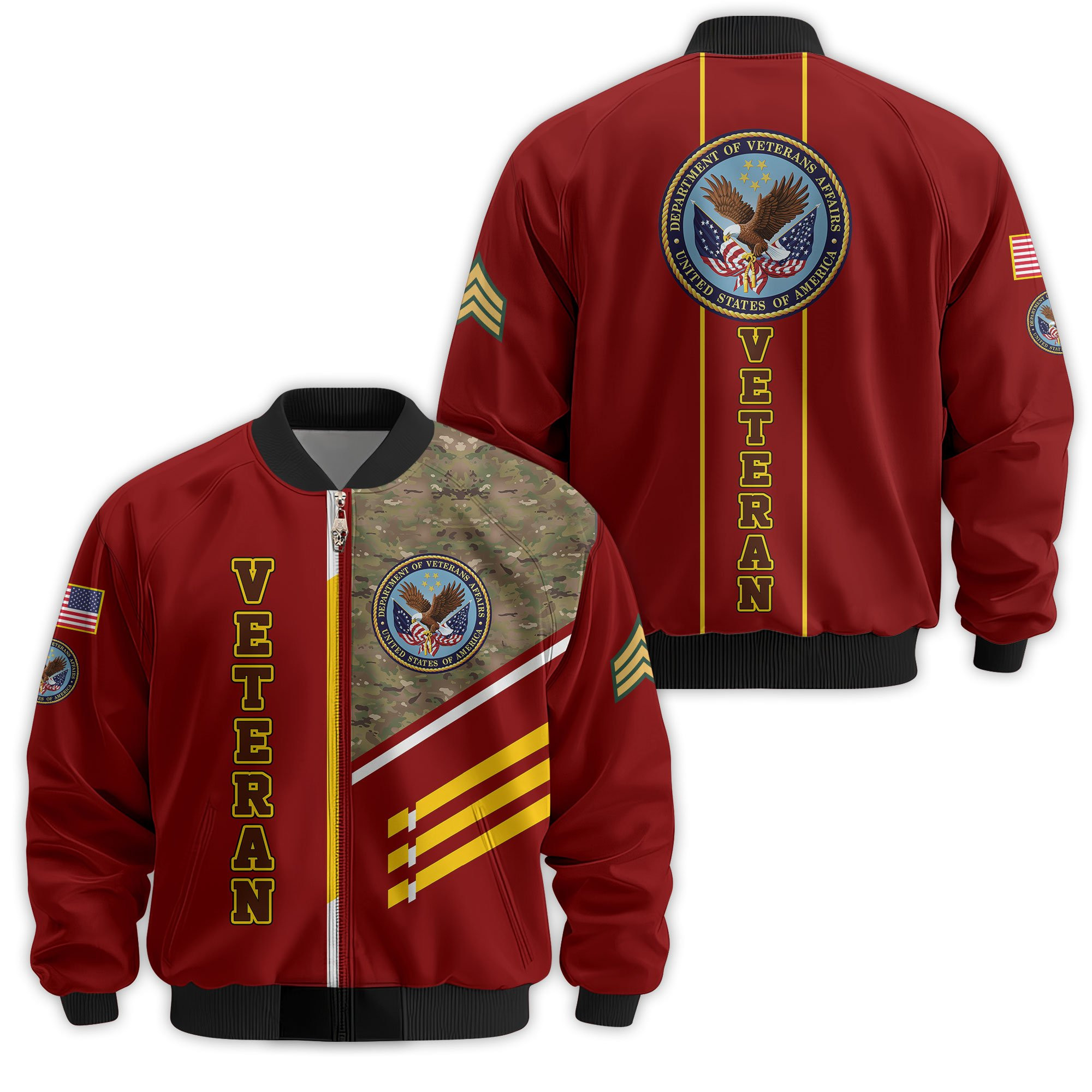 Premium Custom US Veteran Bomber Jacket VPVC811487, Waterproof Windbreaker Coat, US Veteran Gift, Veterans Day Gift