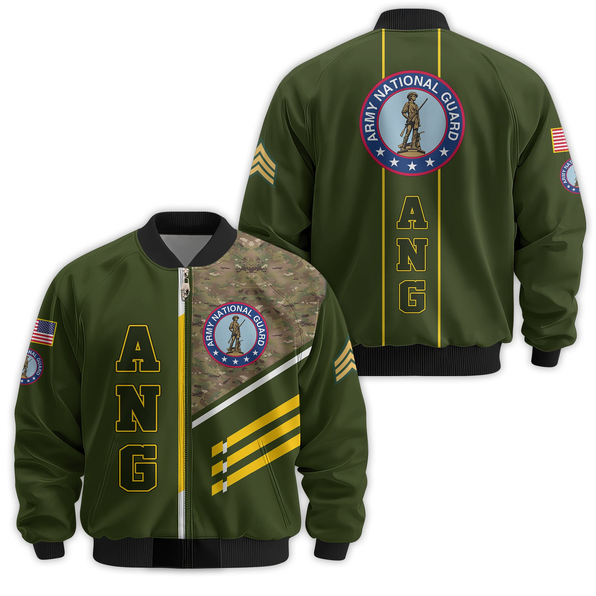Premium Custom Army National Guard Veteran Bomber Jacket VPVC811488, Waterproof Windbreaker Coat, Army National Guard Veteran Gift, Veterans Day Gift