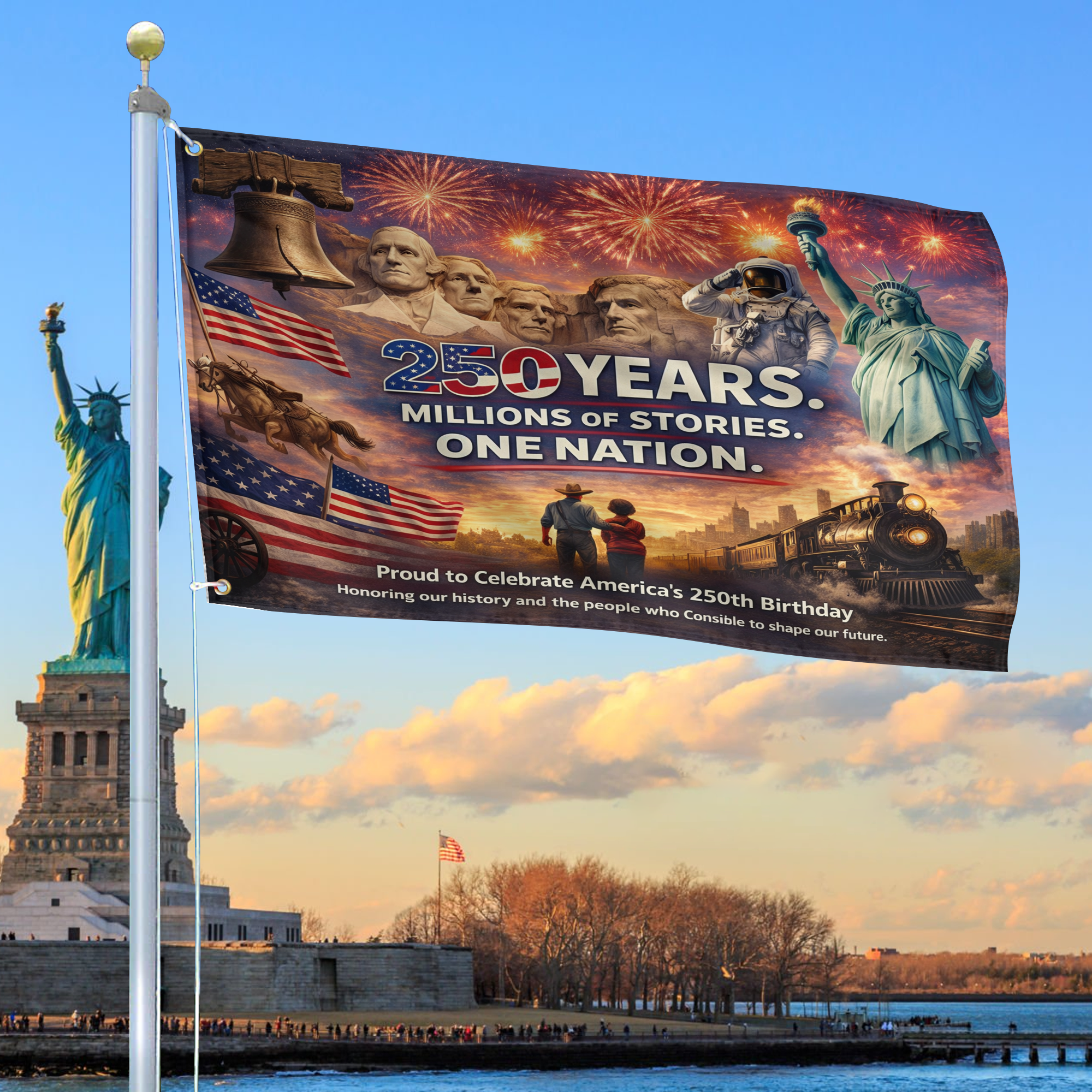 Premium America 250th Anniversary Grommet Flag VPVC120113, America 250th Flag, America 250th Birthday, Best Gifts On Independence Day, Veterans Day