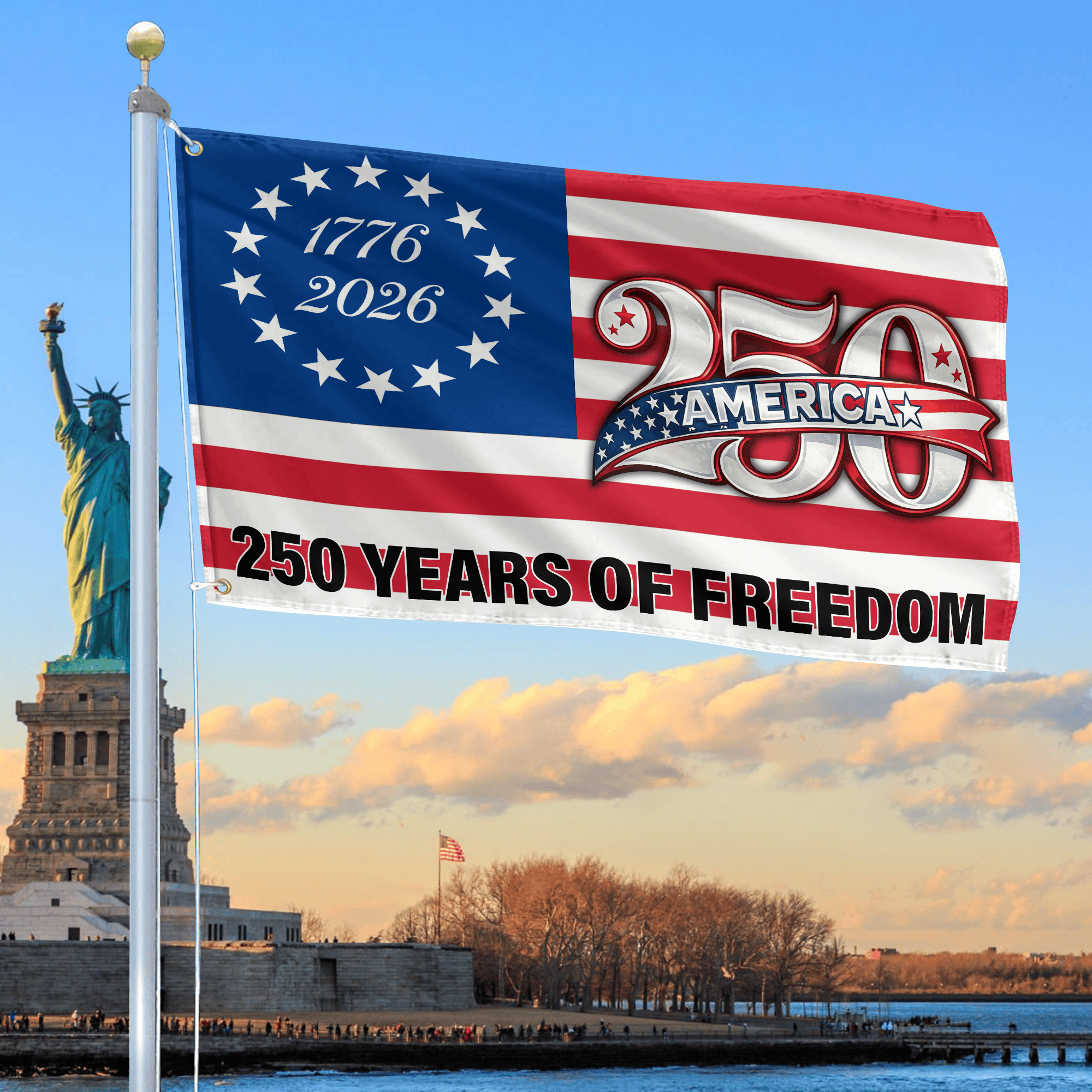 Premium America 250th Anniversary Grommet Flag VPVC120120, America 250th Flag, America 250th Birthday, Best Gifts On Independence Day, Veterans Day