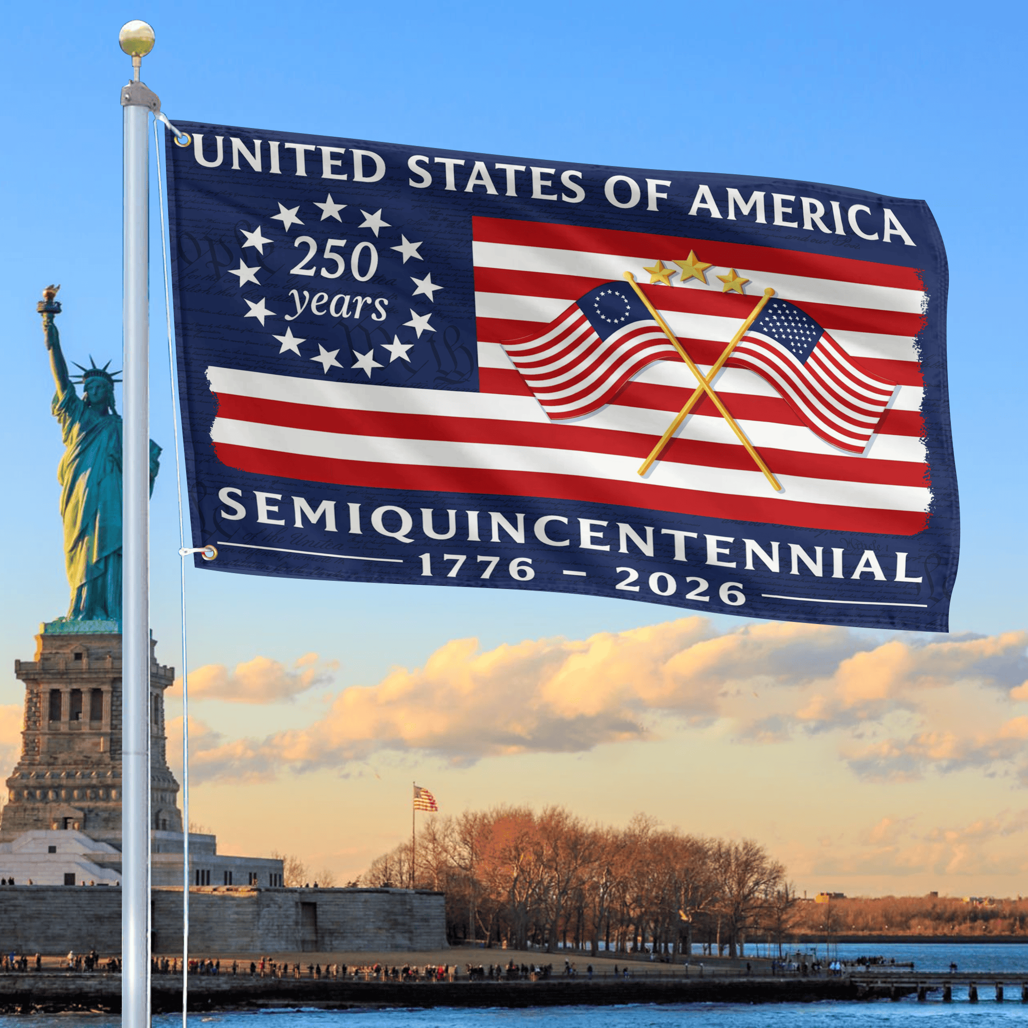 Premium America 250th Anniversary Grommet Flag VPVC120121, America 250th Flag, America 250th Birthday, Best Gifts On Independence Day, Veterans Day