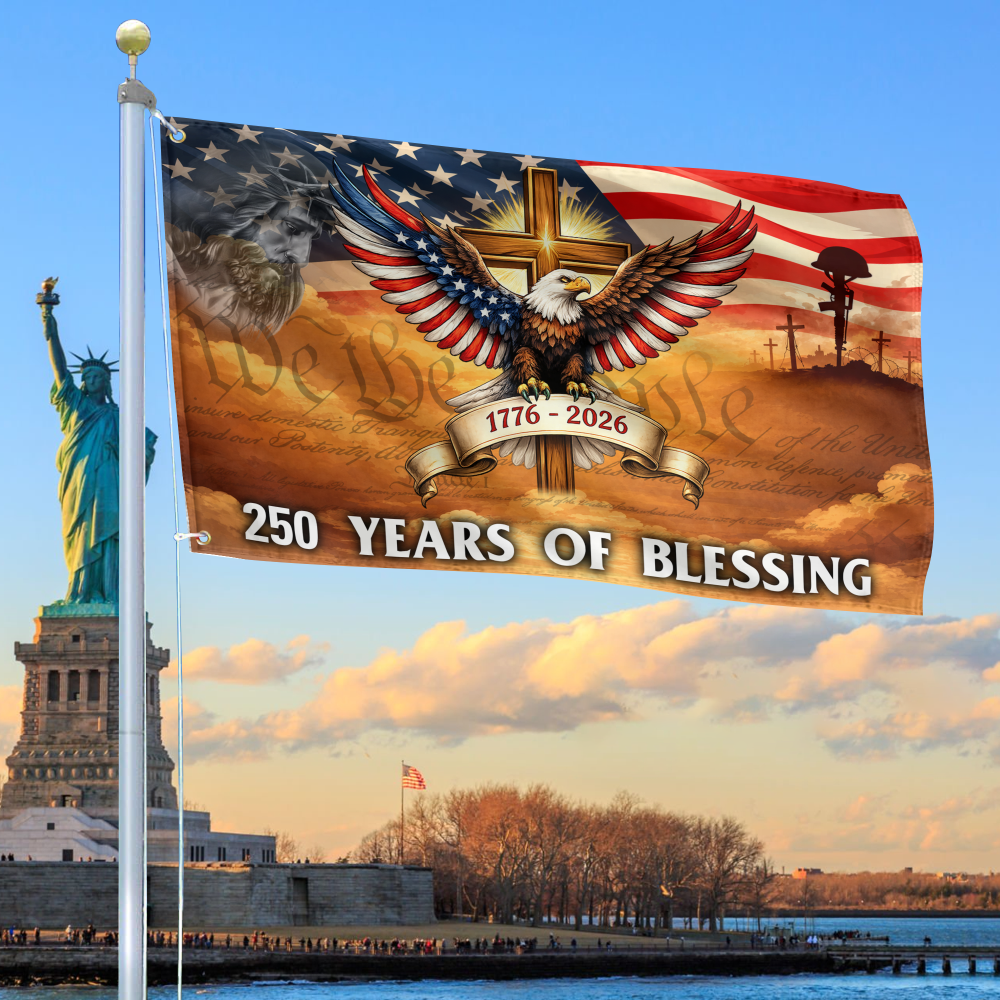 Premium America 250th Anniversary Grommet Flag VPVC120122, America 250th Flag, America 250th Birthday, Best Gifts On Independence Day, Veterans Day
