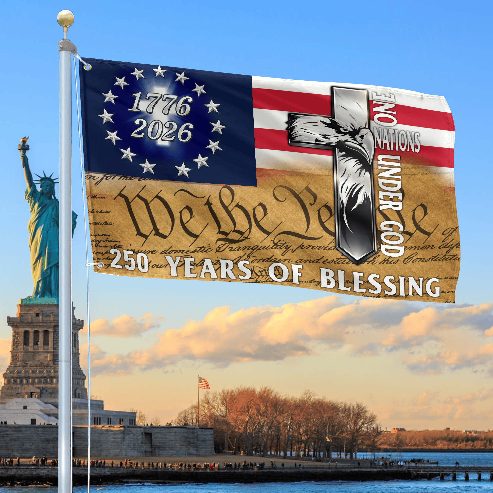 Premium America 250th Anniversary Grommet Flag VPVC120126, America 250th Flag, America 250th Birthday, Best Gifts On Independence Day, Veterans Day