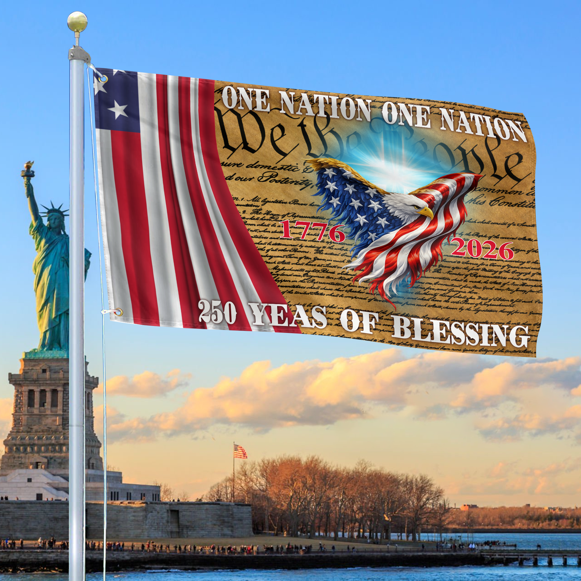 Premium America 250th Anniversary Grommet Flag VPVC120132, America 250th Flag, America 250th Birthday, Best Gifts On Independence Day, Veterans Day