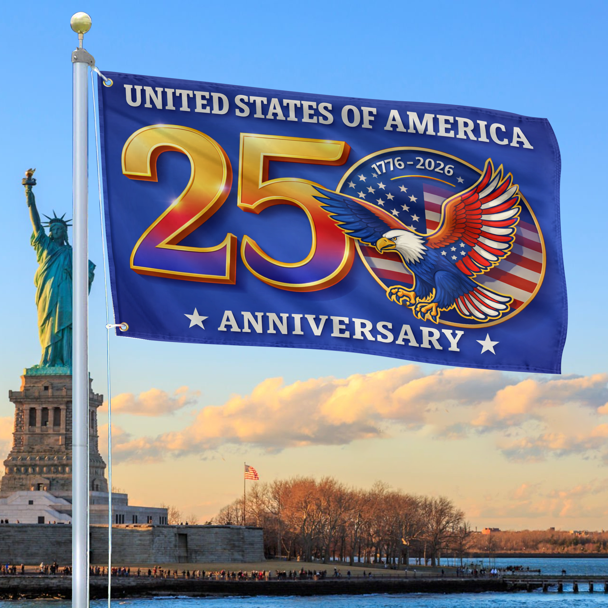 Premium America 250th Anniversary Grommet Flag VPVC120134, America 250th Flag, America 250th Birthday, Best Gifts On Independence Day, Veterans Day