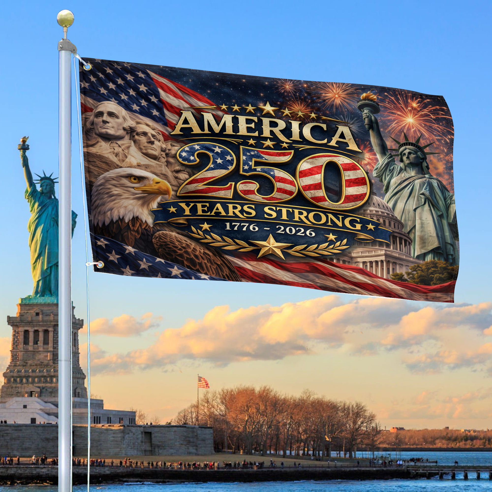 Premium America 250th Anniversary Grommet Flag VPVC120137, America 250th Flag, America 250th Birthday, Best Gifts On Independence Day, Veterans Day