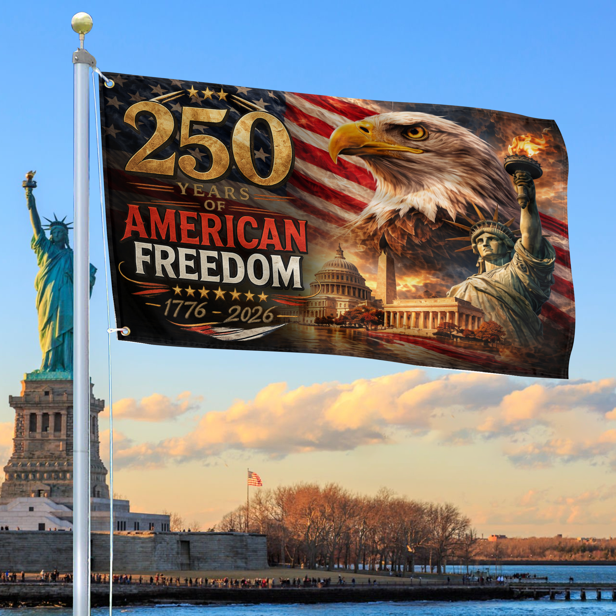 Premium America 250th Anniversary Grommet Flag VPVC120139, America 250th Flag, America 250th Birthday, Best Gifts On Independence Day, Veterans Day