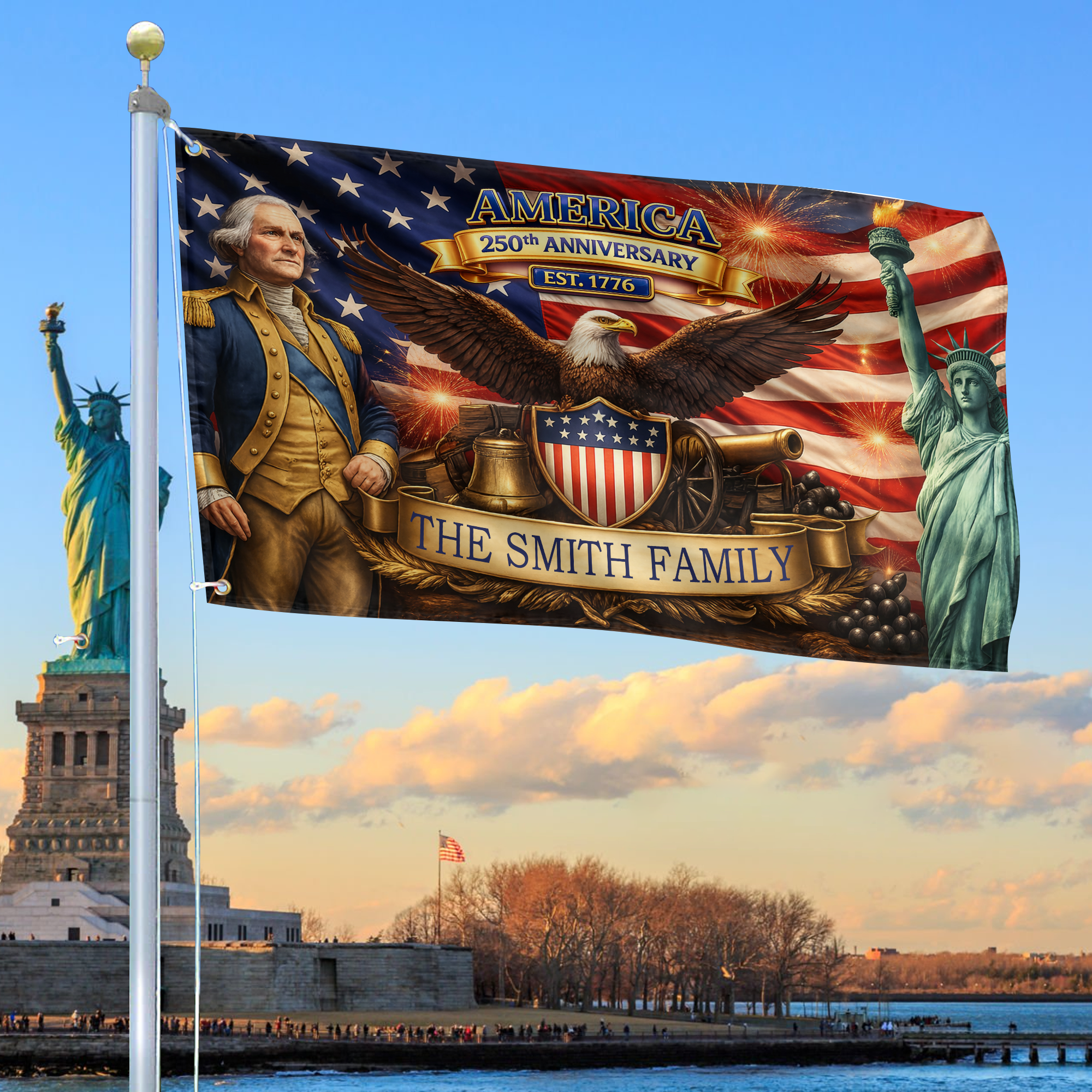 Premium Custom America 250th Anniversary Grommet Flag VPVC120155, America 250th Flag, America 250th Birthday, Best Gifts On Independence Day, Veterans Day