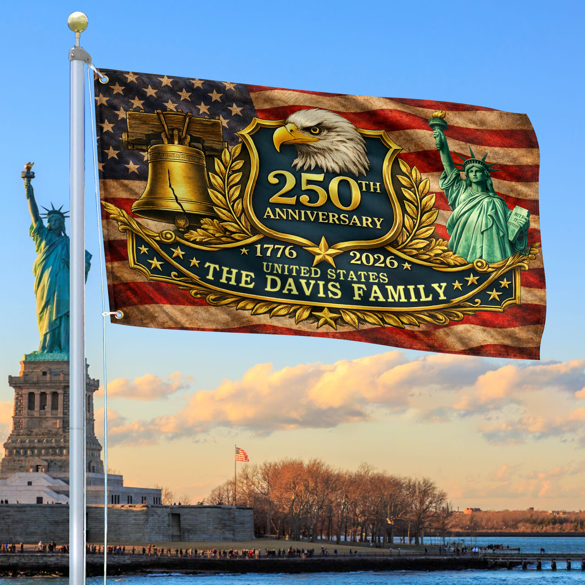 Premium Custom America 250th Anniversary Grommet Flag VPVC120166, America 250th Flag, America 250th Birthday, Best Gifts On Independence Day, Veterans Day