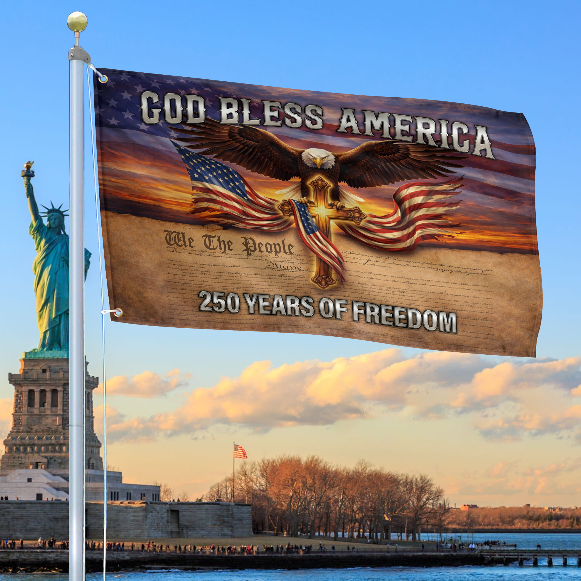 Premium America 250th Anniversary Grommet Flag VPVC120168, America 250th Flag, America 250th Birthday, Best Gifts On Independence Day, Veterans Day