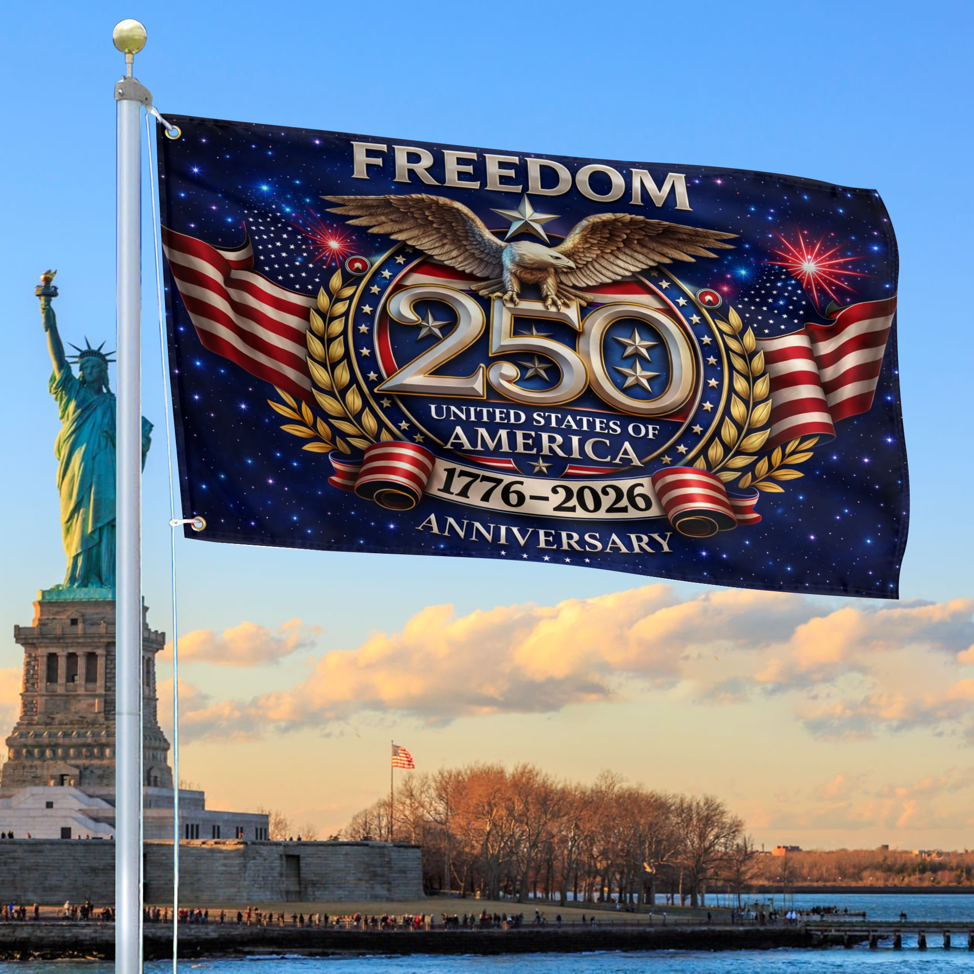 Premium America 250th Anniversary Grommet Flag VPVC120169, America 250th Flag, America 250th Birthday, Best Gifts On Independence Day, Veterans Day