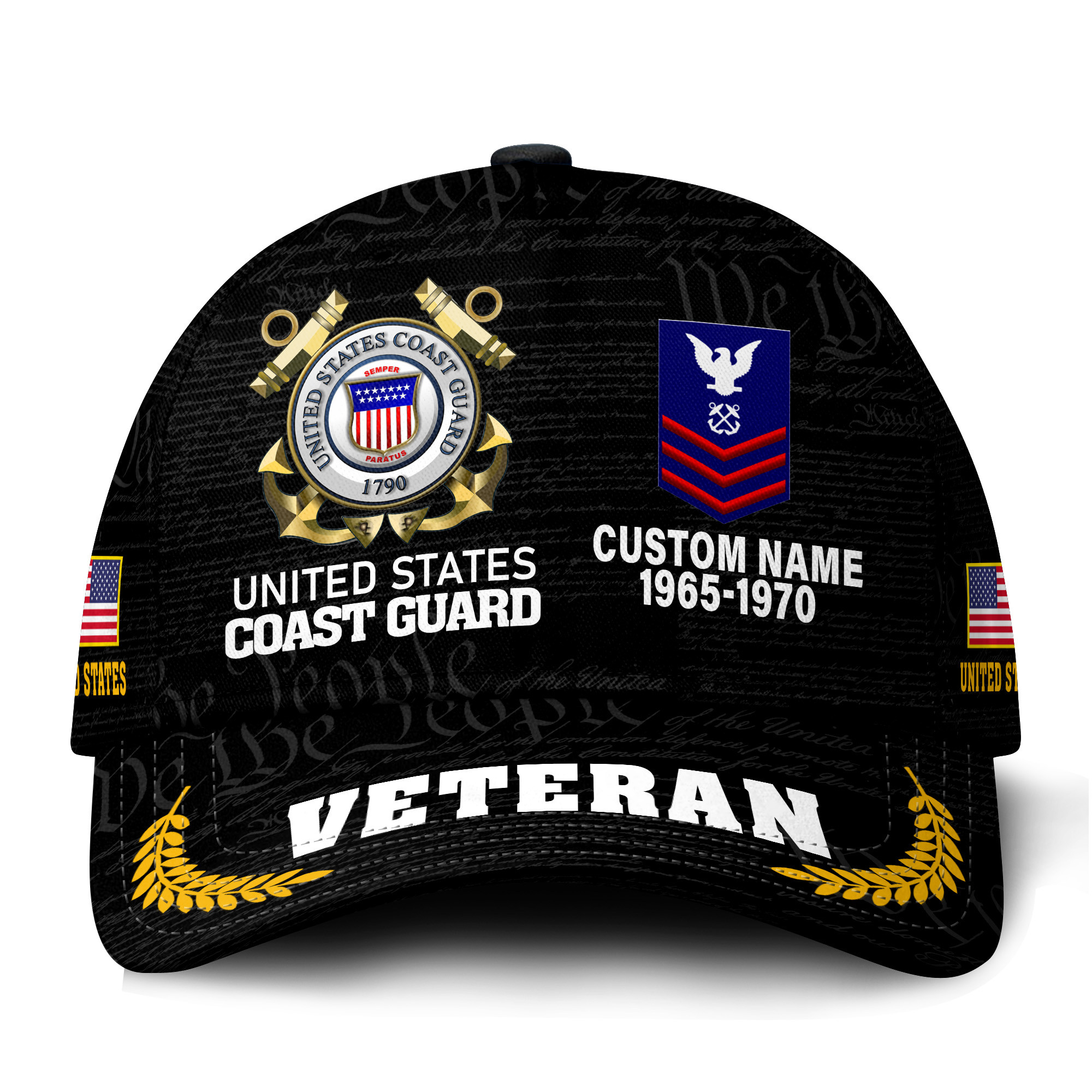 Premium Custom USCG Veteran Hat VPVC021315, Cap For Coast Guard Veterans, Gifts For Veterans Day, Father’s Day
