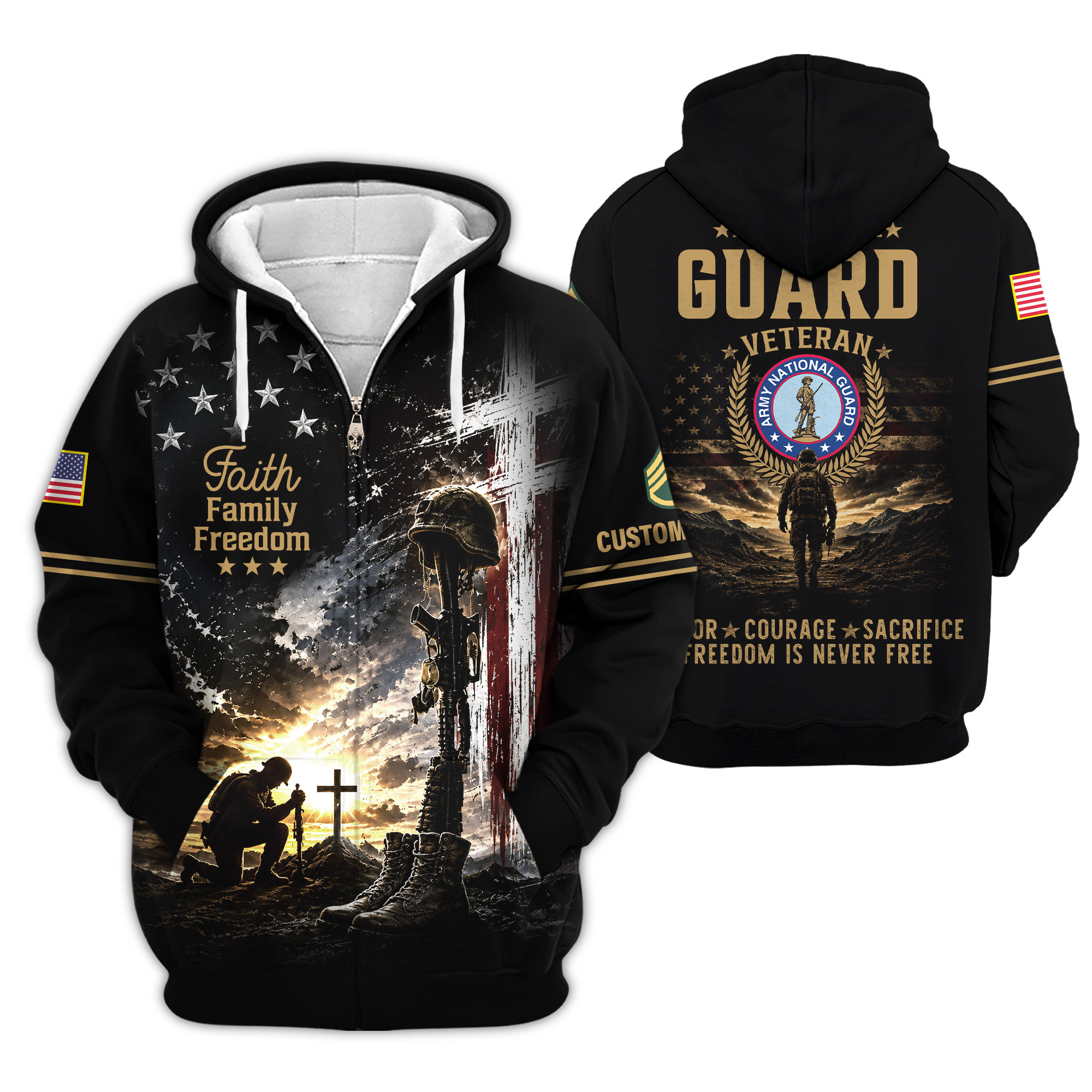 Premium Custom Army National Guard Zip Up Hoodie VPVC609008, Gifts For Army National Guard Veteran, Gifts For Veterans Day