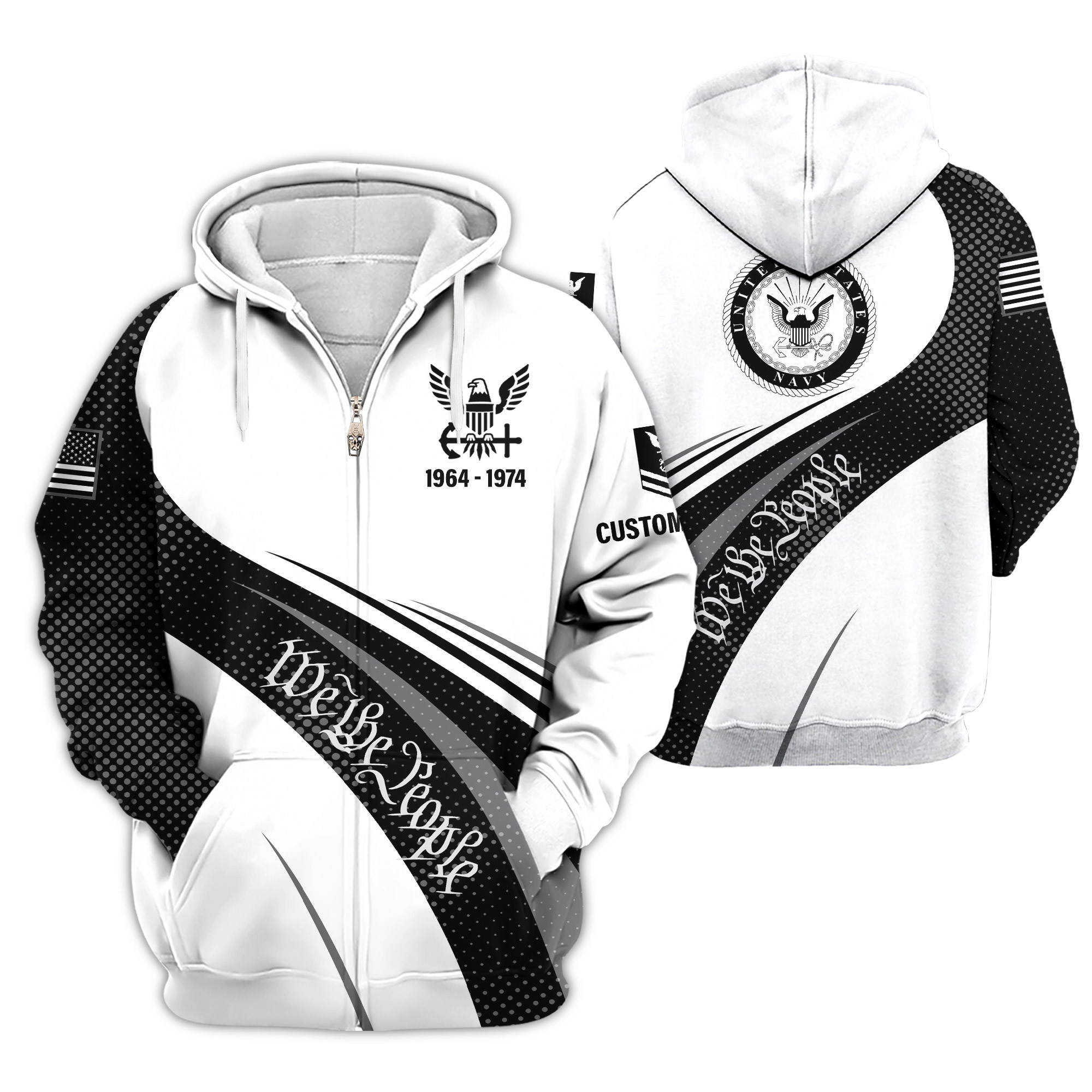Premium Custom US Navy Zip Up Hoodie VPVC609082, Gifts For Navy Veteran, Gifts For Veterans Day
