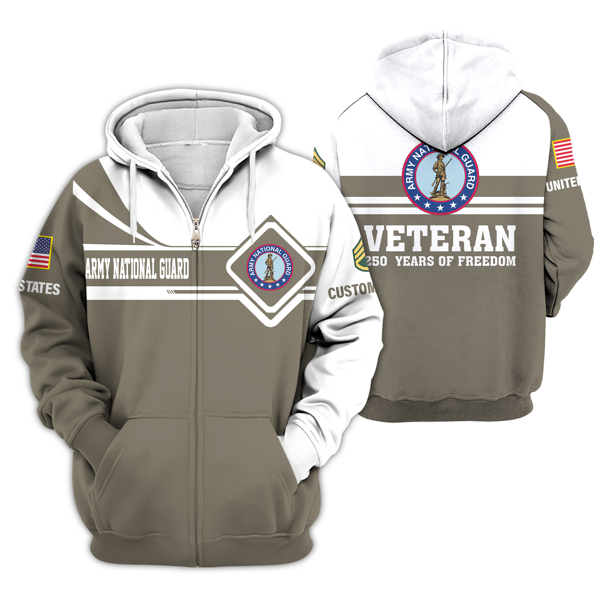 Premium Custom Army National Guard Zip Up Hoodie VPVC609108, Gifts For Army National Guard Veteran, Gifts For Veterans Day