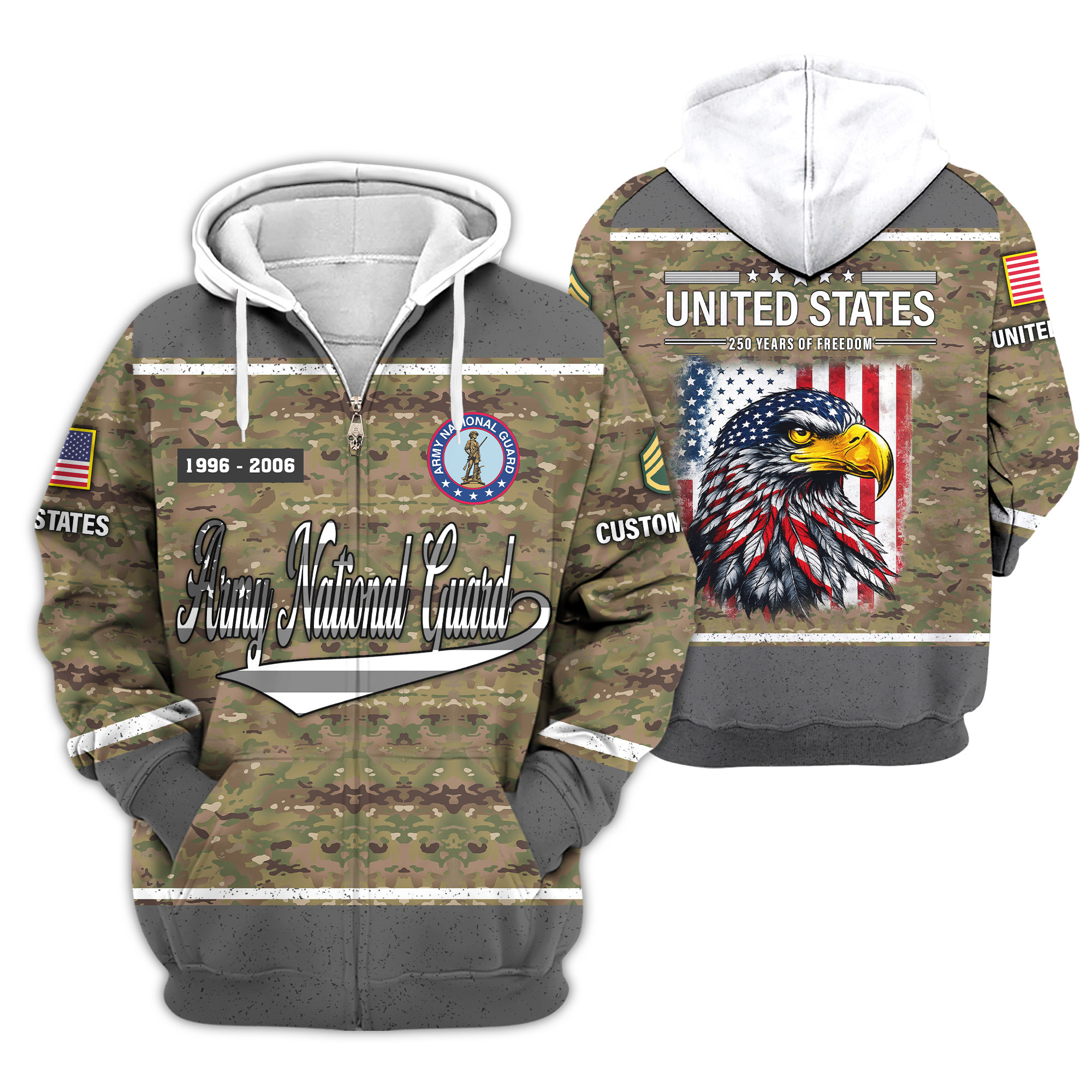 Premium Custom Army National Guard Zip Up Hoodie VPVC609118, Gifts For Army National Guard Veteran, Gifts For Veterans Day