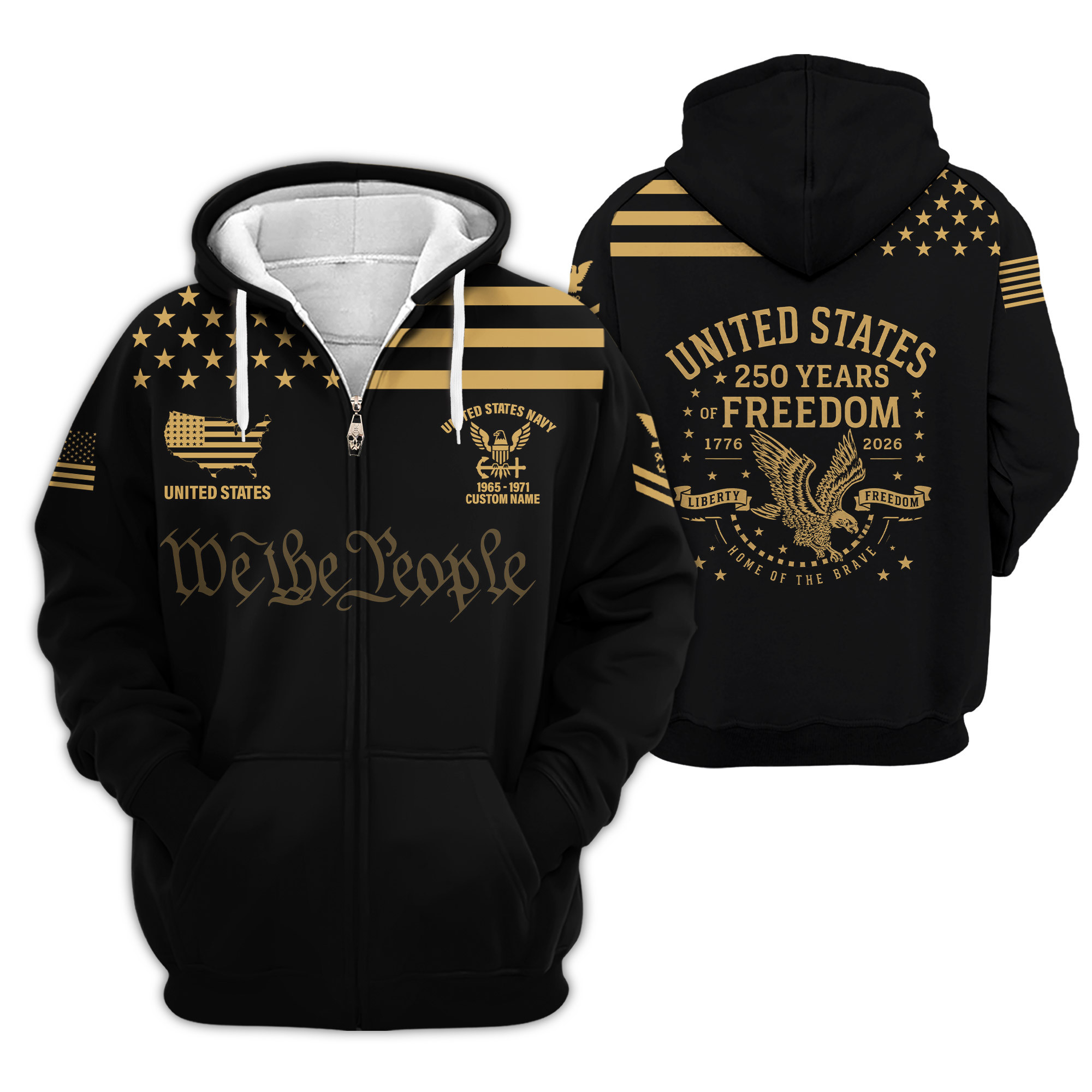 Premium Custom US Navy Zip Up Hoodie VPVC609122, Gifts For Navy Veteran, Gifts For Veterans Day