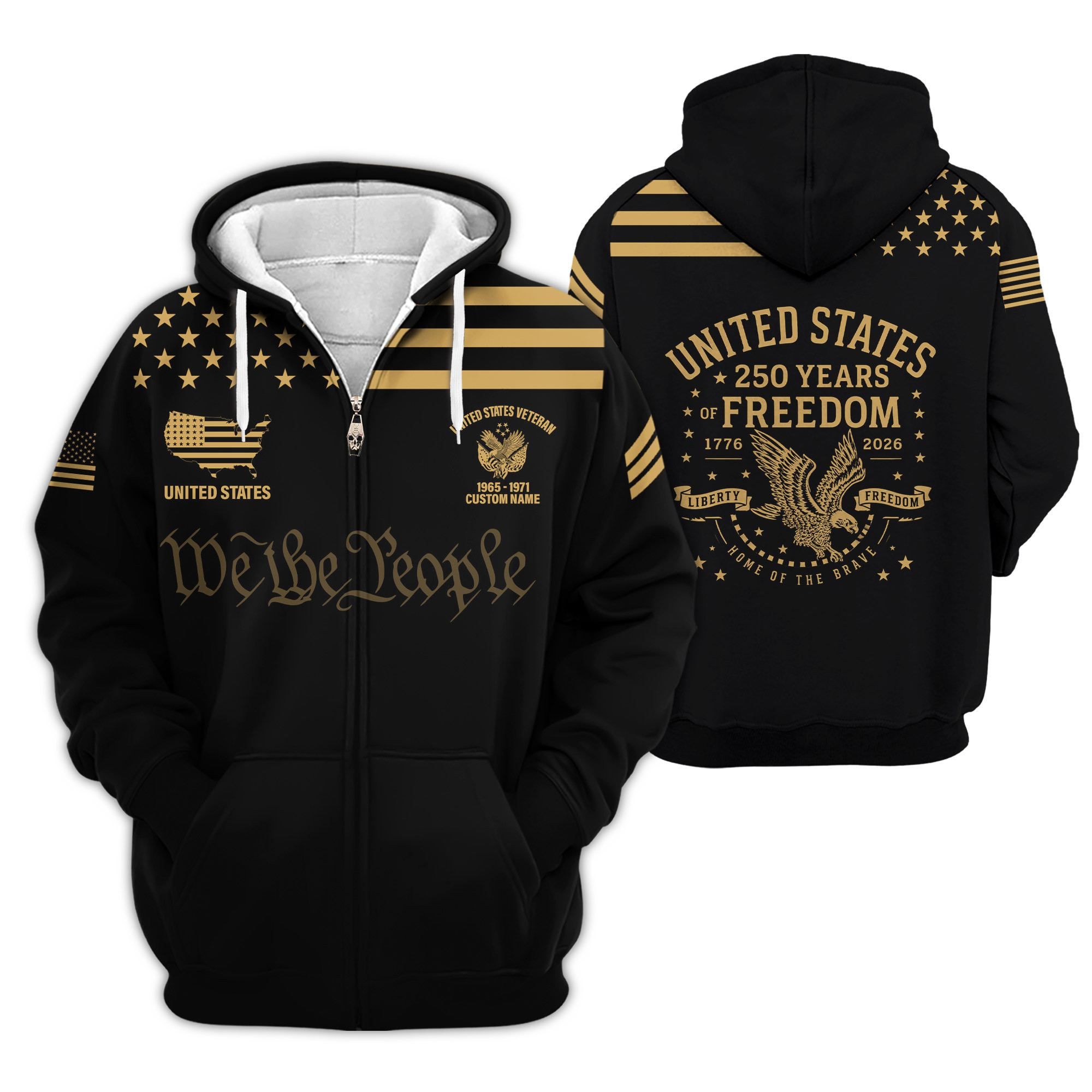 Premium Custom US Veteran Zip Up Hoodie VPVC609127, Gifts For US Veteran, Gifts For Veterans Day