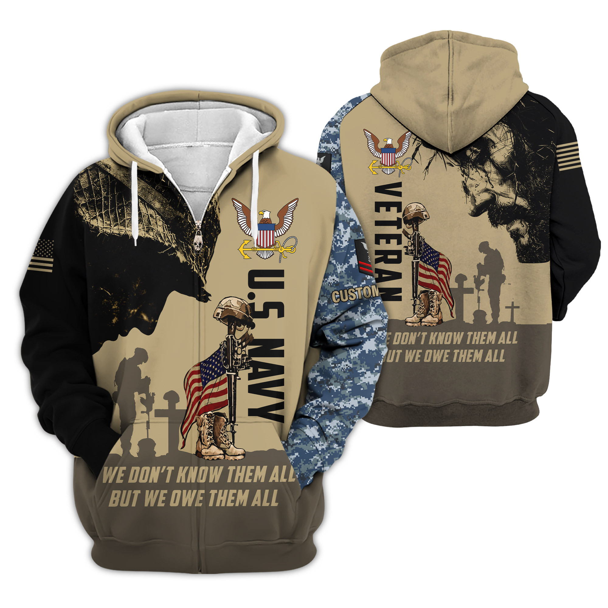 Premium Custom US Navy Zip Up Hoodie VPVC609132, Gifts For Navy Veteran, Gifts For Veterans Day