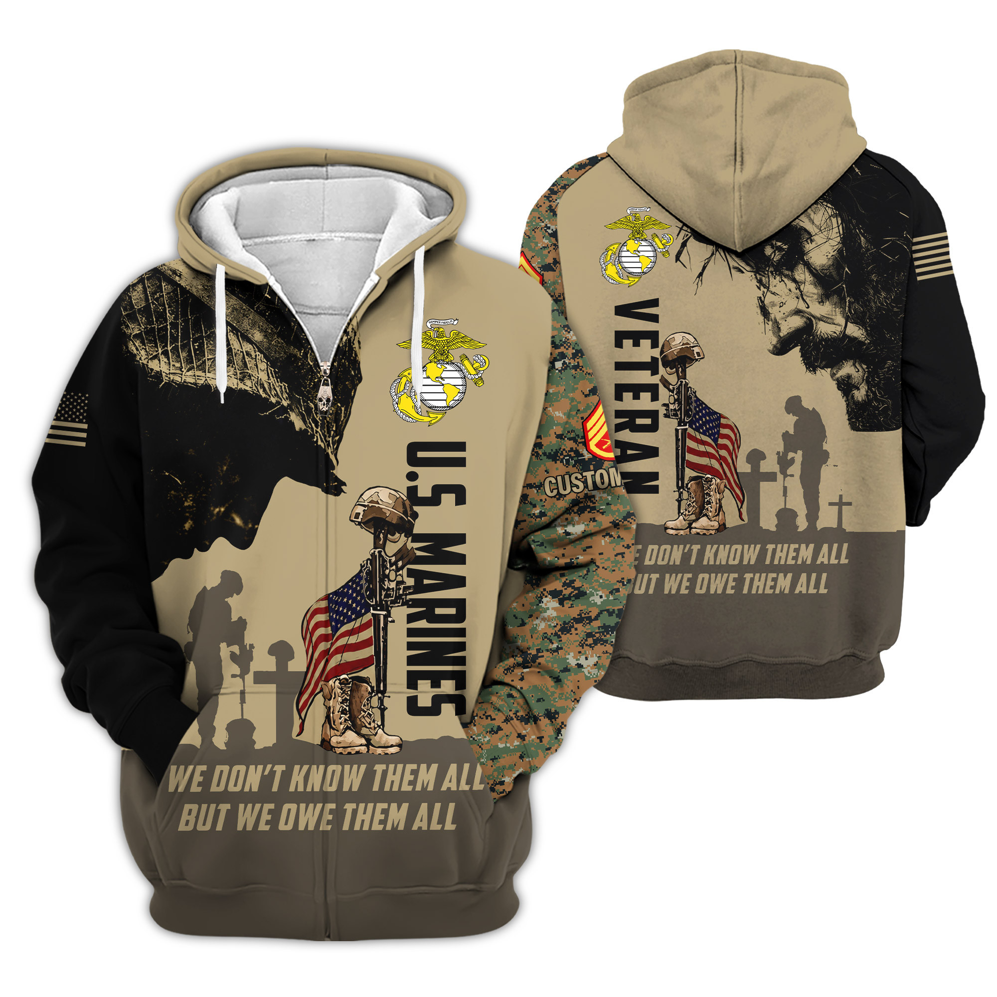 Premium Custom USMC Zip Up Hoodie VPVC609133, Gifts For Marine Veteran, Gifts For Veterans Day