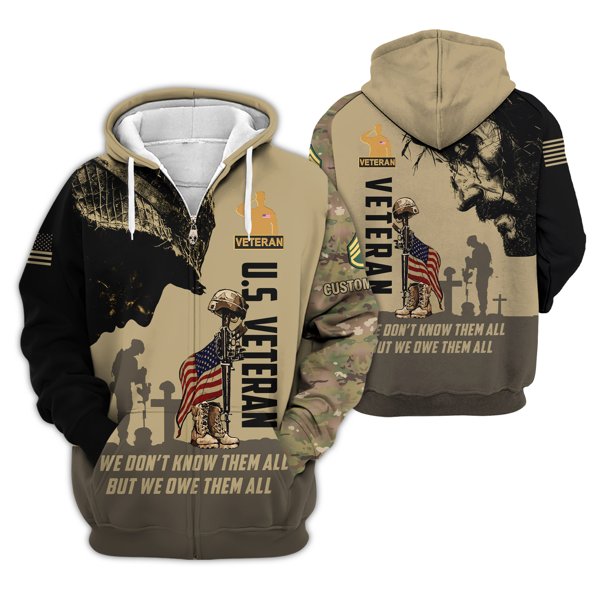 Premium Custom US Veteran Zip Up Hoodie VPVC609137, Gifts For US Veteran, Gifts For Veterans Day