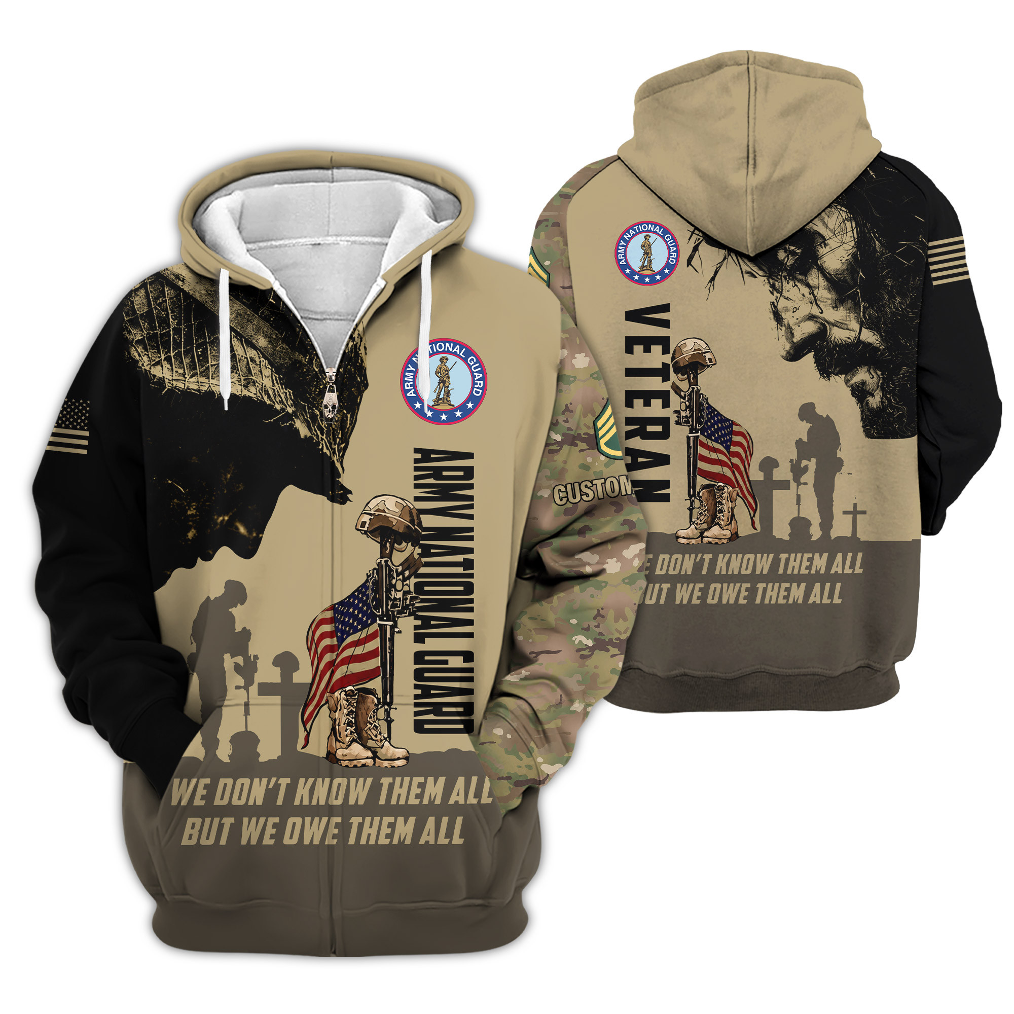 Premium Custom Army National Guard Zip Up Hoodie VPVC609138, Gifts For Army National Guard Veteran, Gifts For Veterans Day