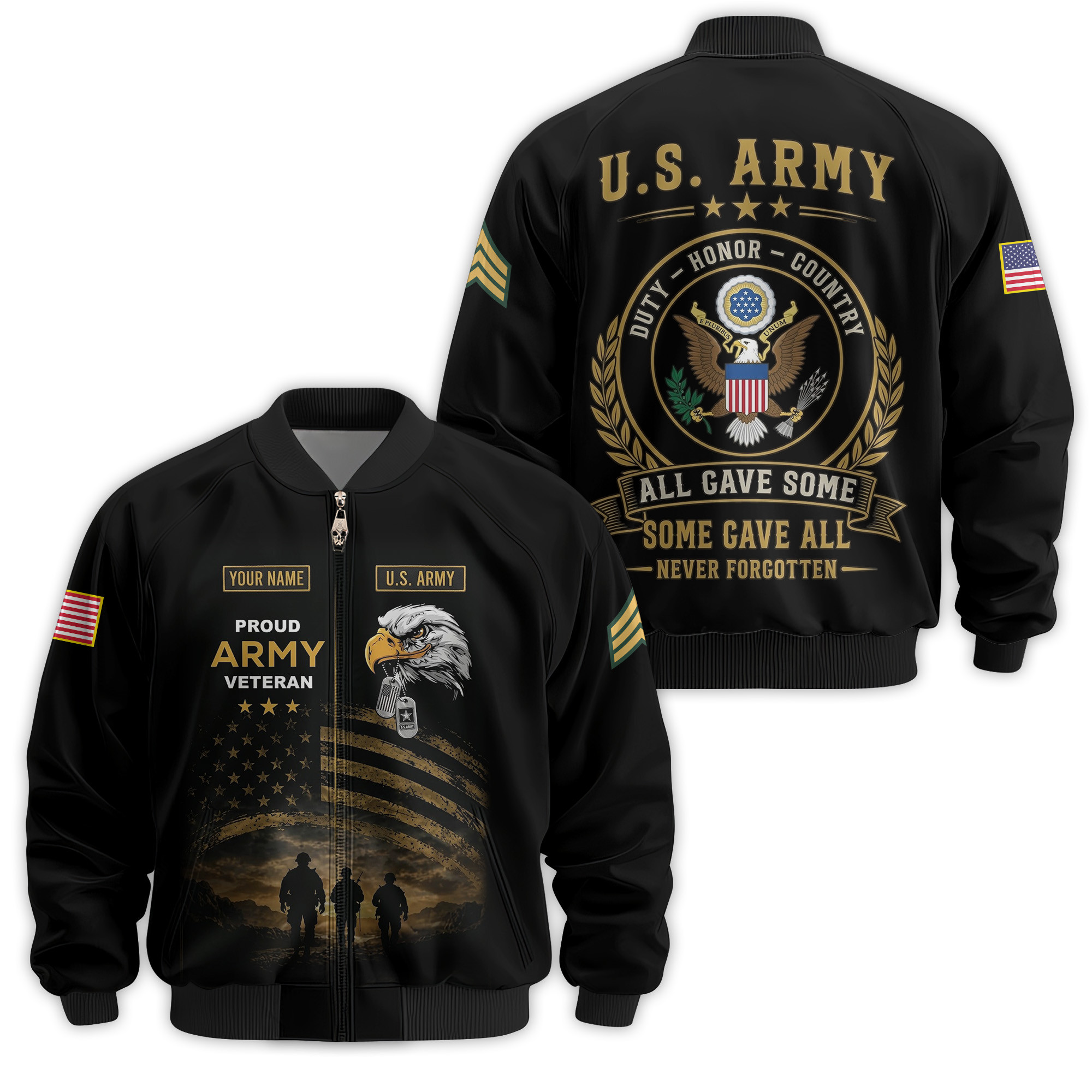 Premium Custom US Army Veteran Bomber Jacket VPVC811011, Gifts For US Army Veteran, Gifts On Father’s Day, Veterans Day