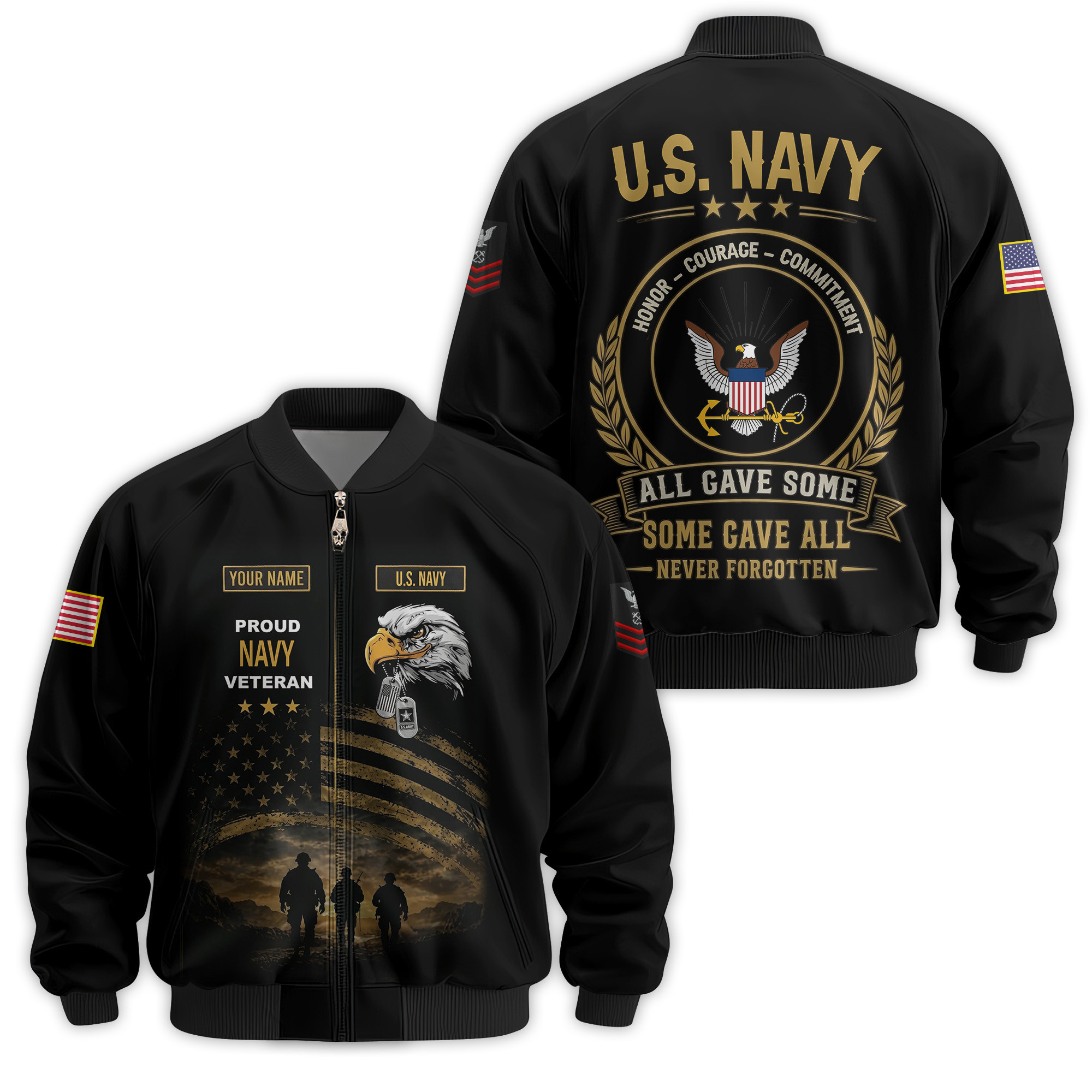 Premium Custom US Navy Veteran Bomber Jacket VPVC811012, Gifts For US Navy Veteran, Gifts On Father’s Day, Veterans Day
