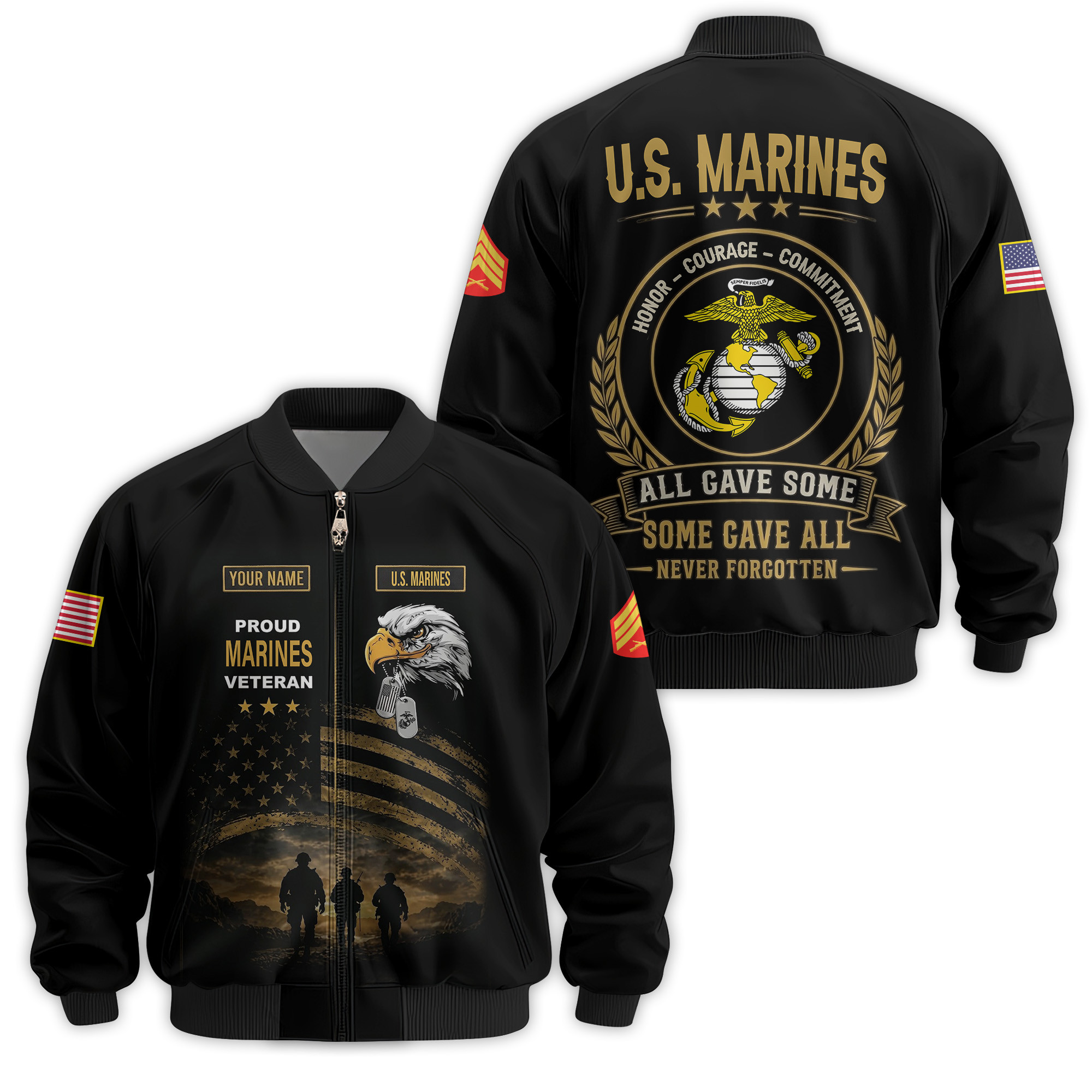 Premium Custom USMC Veteran Bomber Jacket VPVC811013, Gifts For US Marine Veteran, Gifts On Father’s Day, Veterans Day