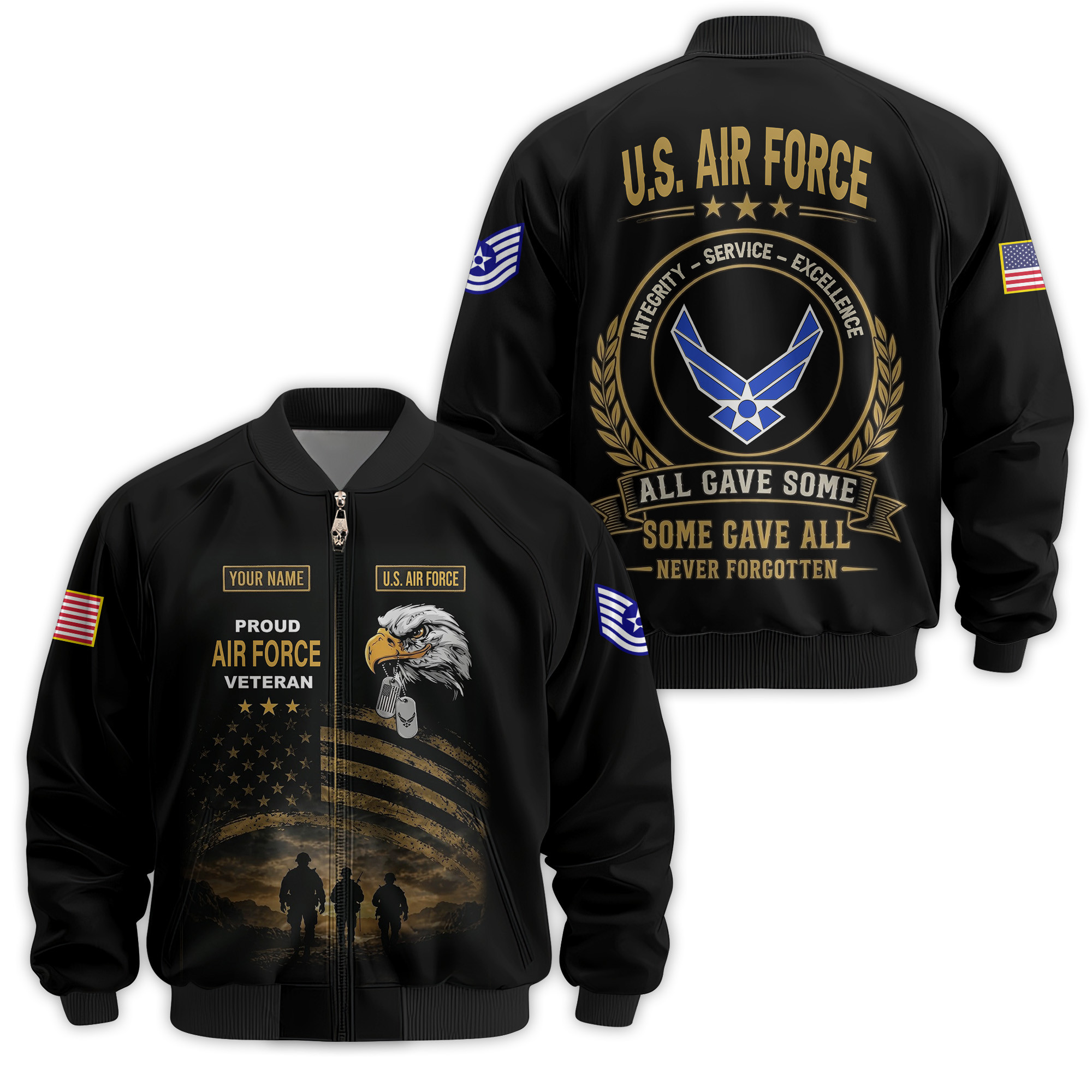 Premium Custom USAF Veteran Bomber Jacket VPVC811014, Gifts For US Air Force Veteran, Gifts On Father’s Day, Veterans Day