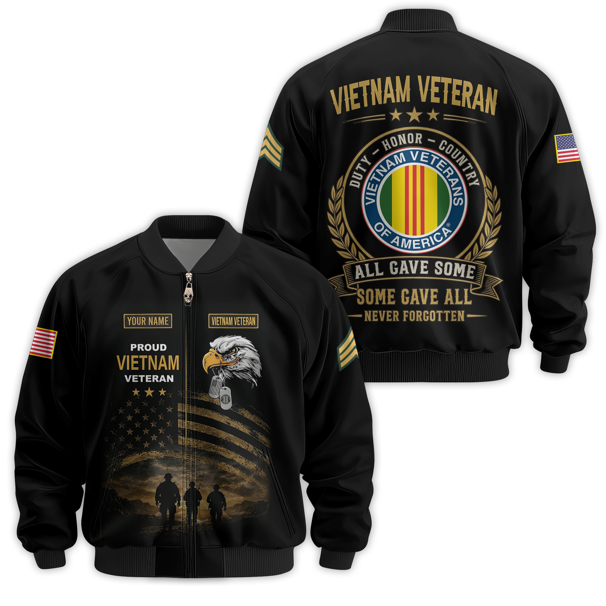 Premium Custom Vietnam Veteran Bomber Jacket VPVC811016, Gifts For Vietnam Veteran, Gifts On Father’s Day, Veterans Day