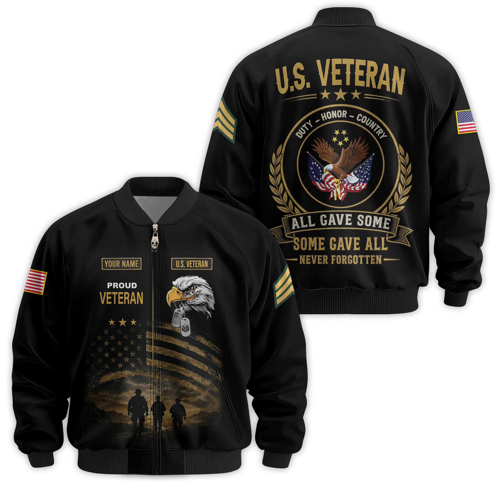 Premium Custom US Veteran Bomber Jacket VPVC811017, Gifts For US Veteran, Gifts On Father’s Day, Veterans Day