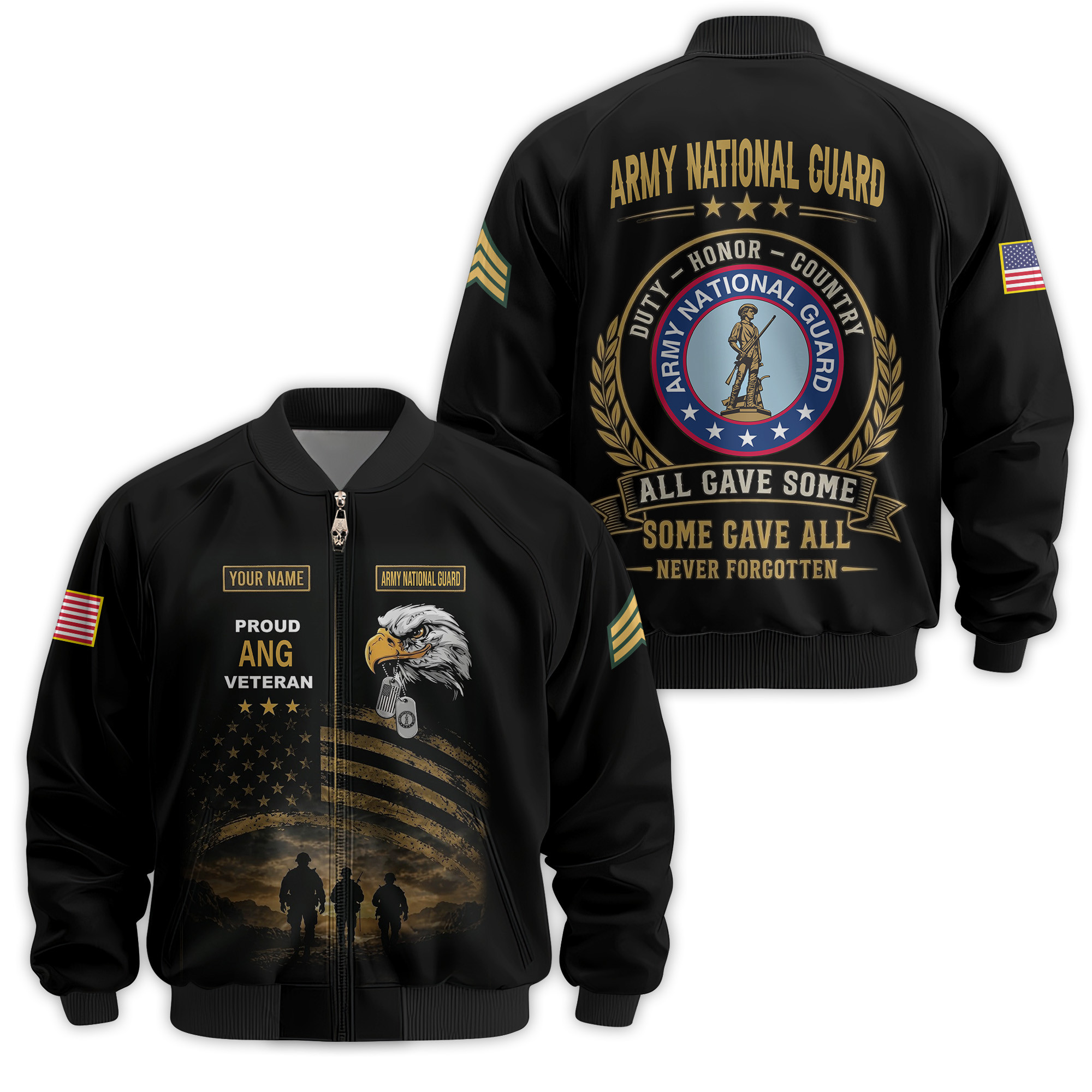 Premium Custom US Army National Guard Veteran Bomber Jacket VPVC811018, Gifts For Army National Guard Veteran, Gifts On Father’s Day, Veterans Day