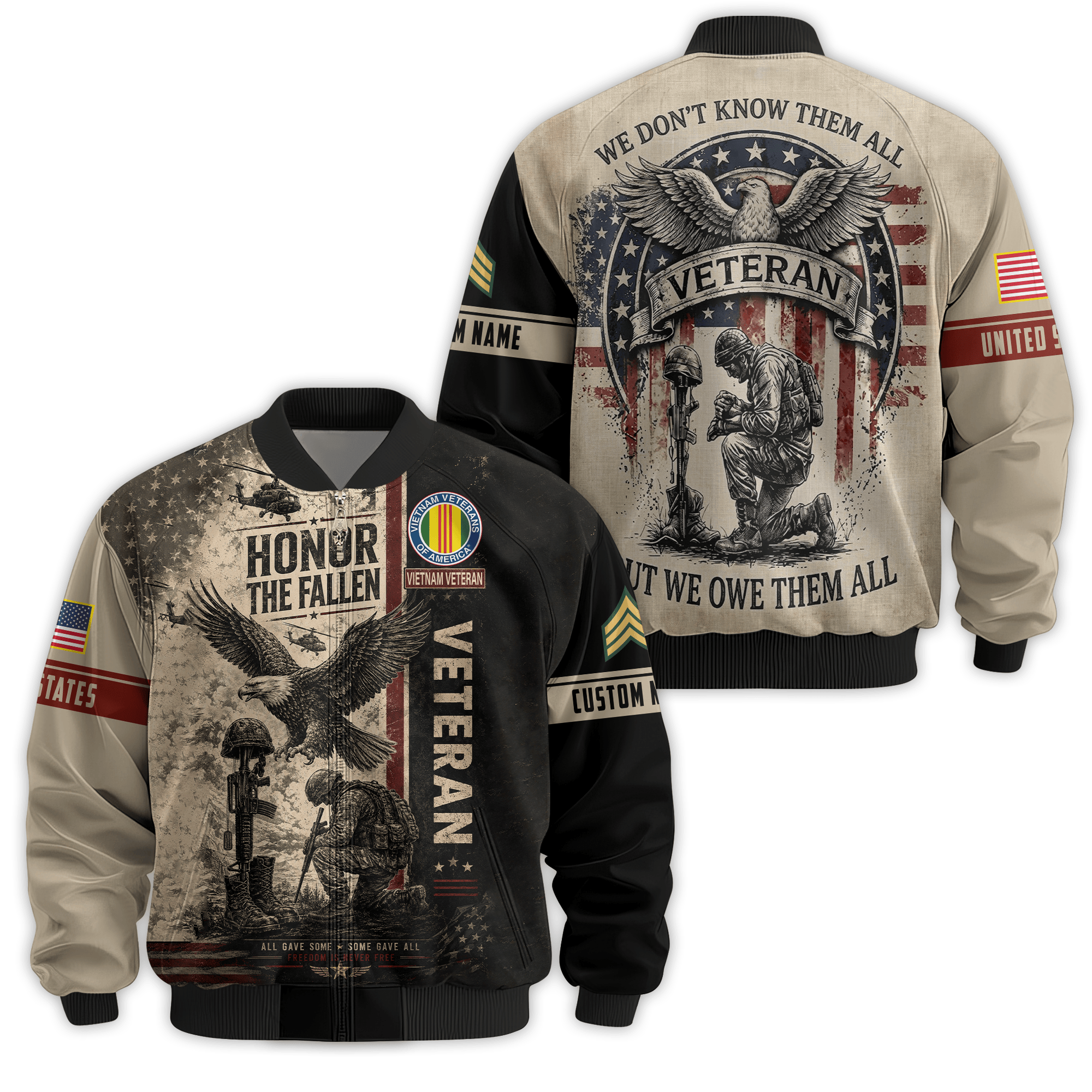 Premium Custom Vietnam Veteran Bomber Jacket VPVC811046, Gifts For Vietnam Veteran, Gifts On Father’s Day, Veterans Day