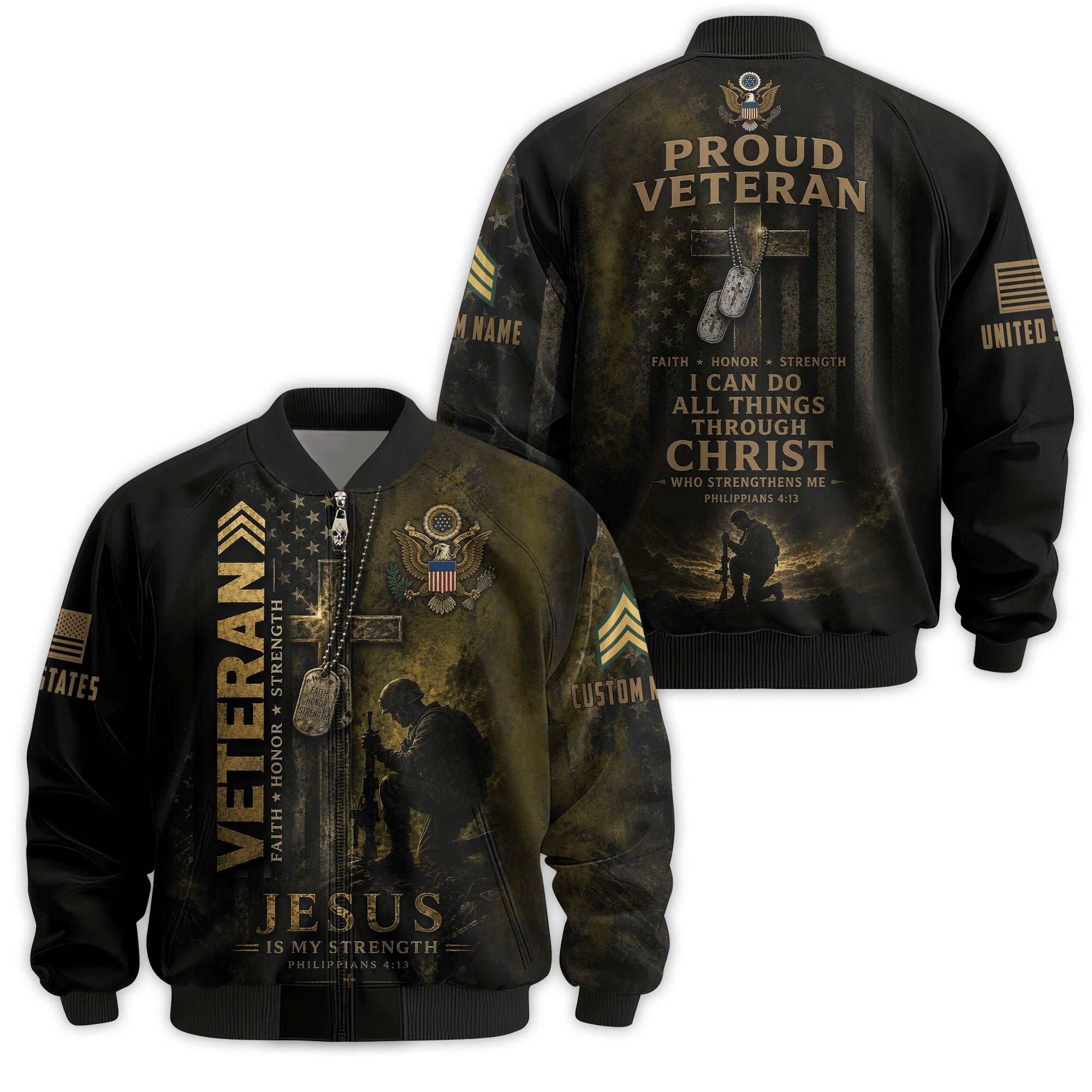 Premium Custom US Army Veteran Bomber Jacket VPVC811051, Gifts For US Army Veteran, Gifts On Father’s Day, Veterans Day
