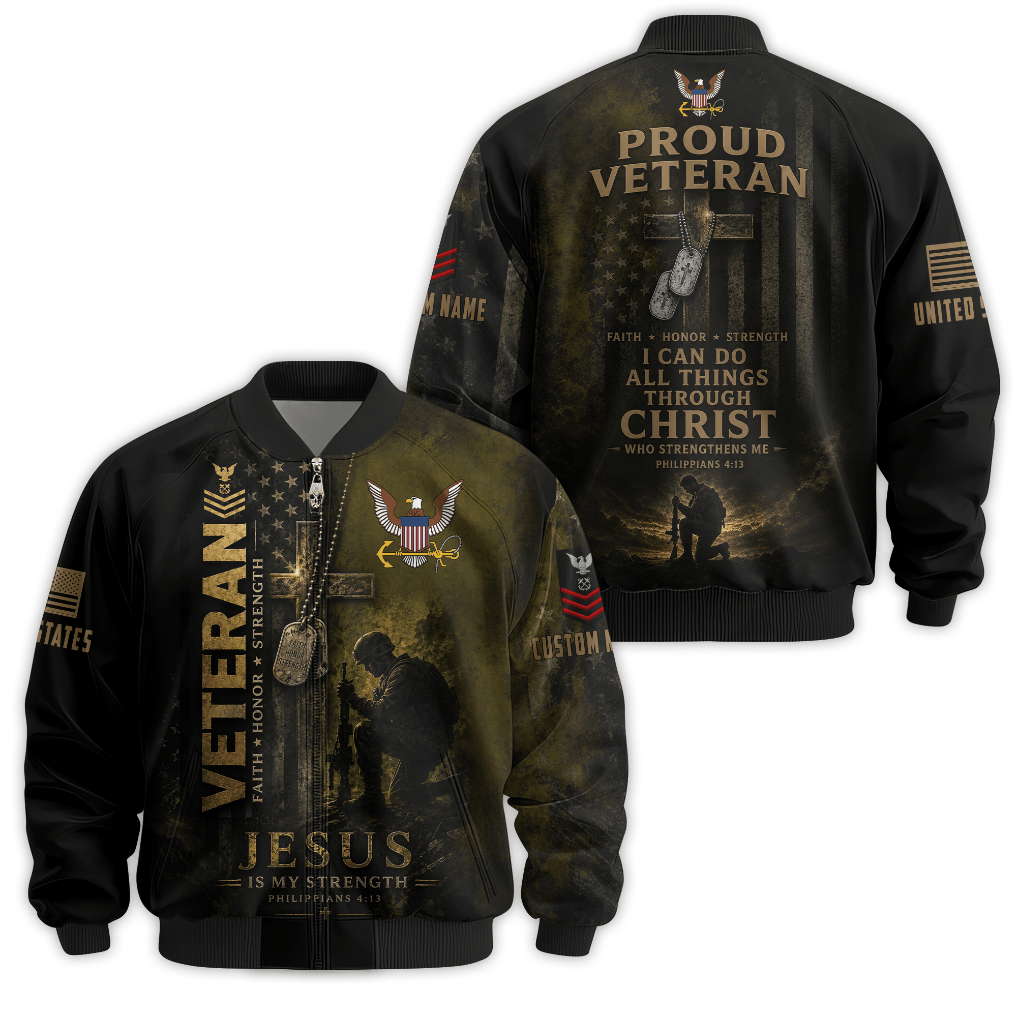 Premium Custom US Navy Veteran Bomber Jacket VPVC811052, Gifts For US Navy Veteran, Gifts On Father’s Day, Veterans Day
