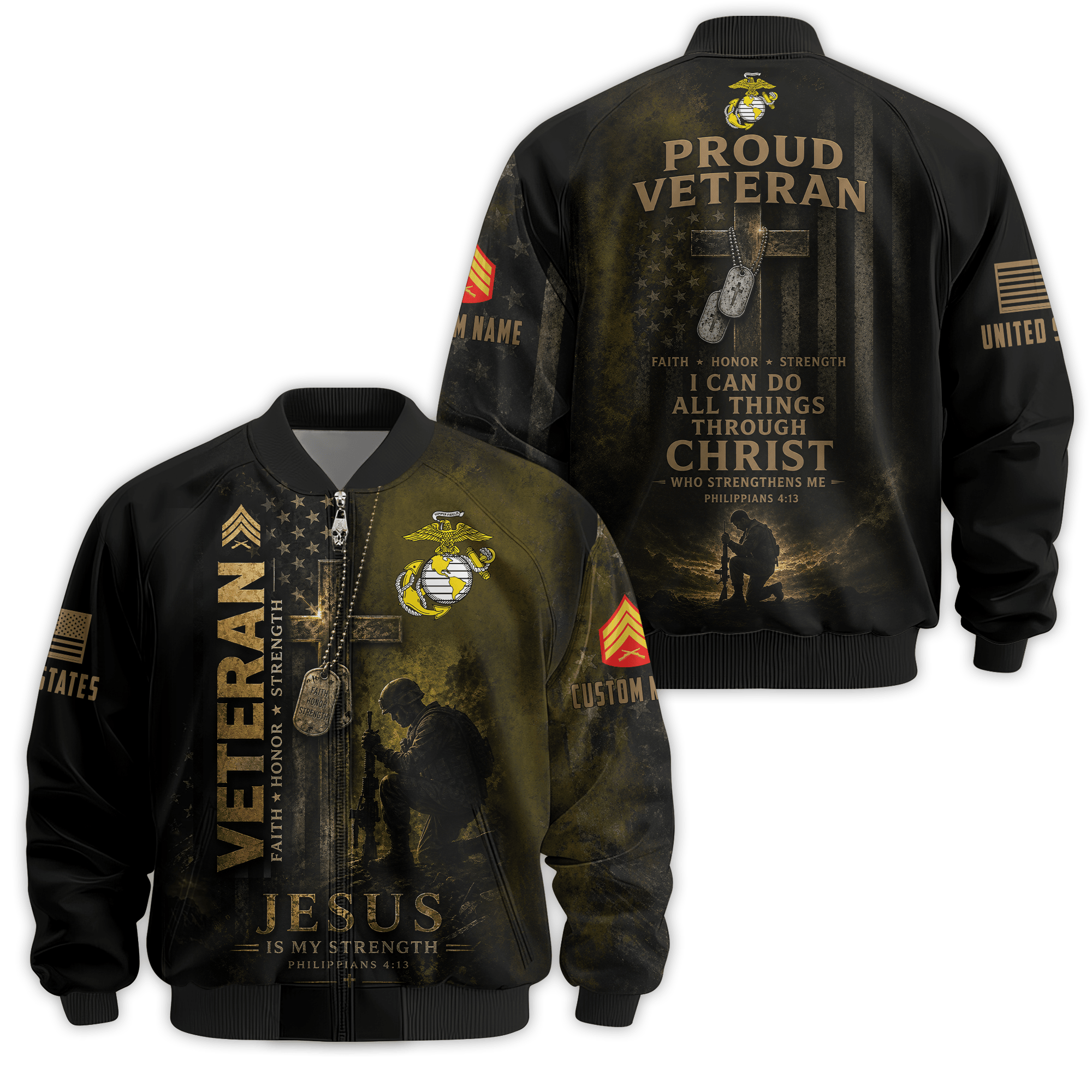 Premium Custom USMC Veteran Bomber Jacket VPVC811053, Gifts For US Marine Veteran, Gifts On Father’s Day, Veterans Day