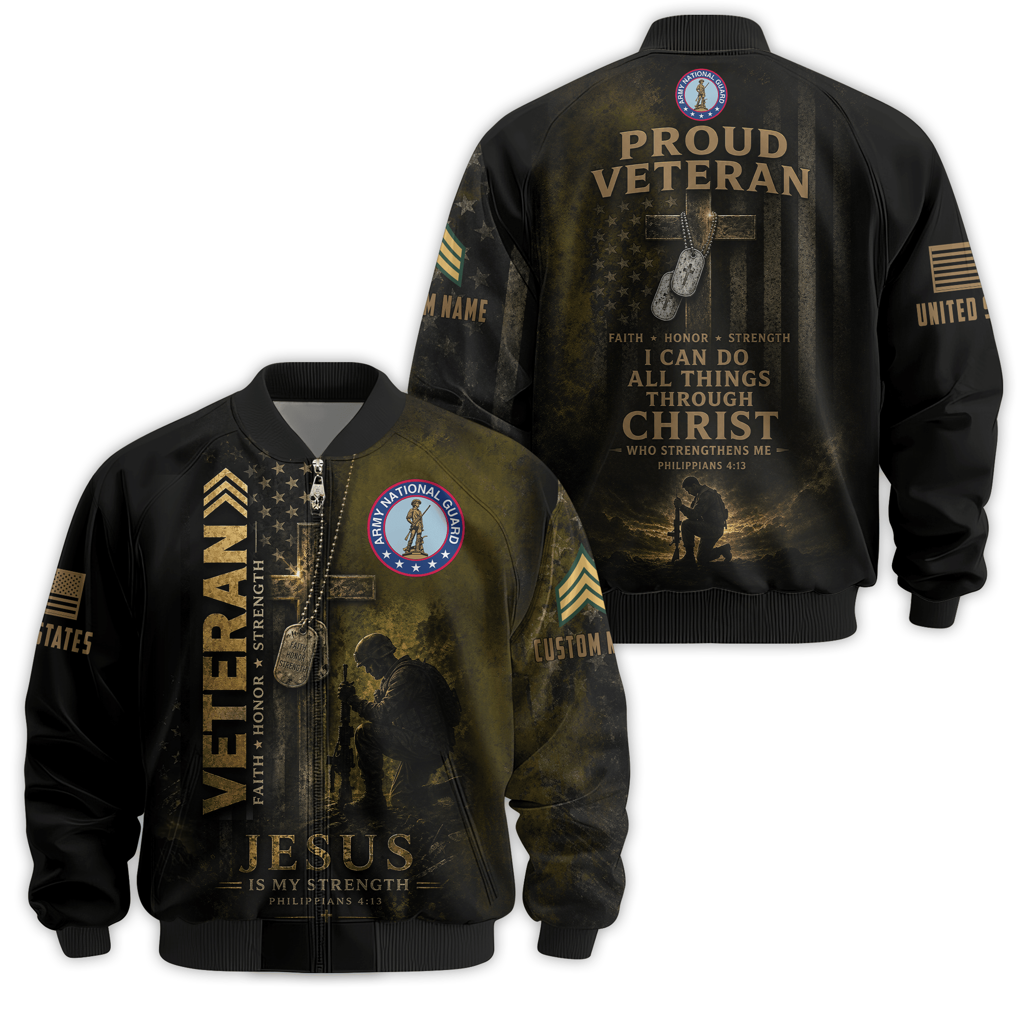 Premium Custom US Army National Guard Veteran Bomber Jacket VPVC811058, Gifts For Army National Guard Veteran, Gifts On Father’s Day, Veterans Day