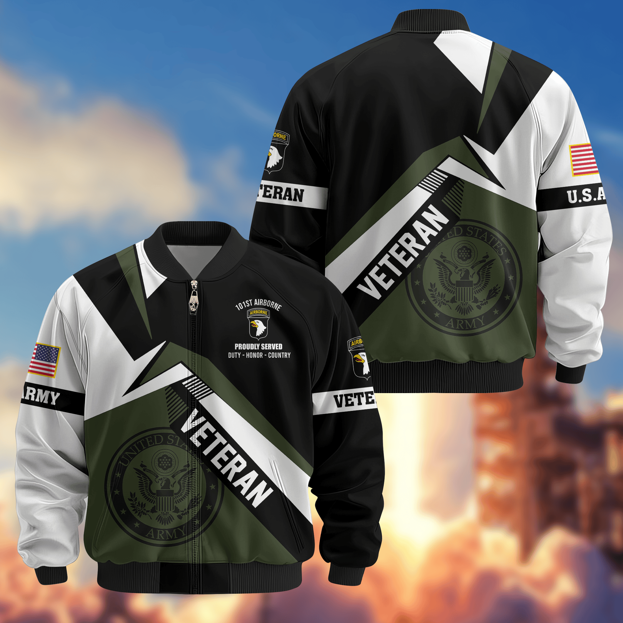 Premium 101st Airborne Bomber Jacket VPVC800145, Gifts For Army Veteran, Gifts For Father’s Day, Veterans Day