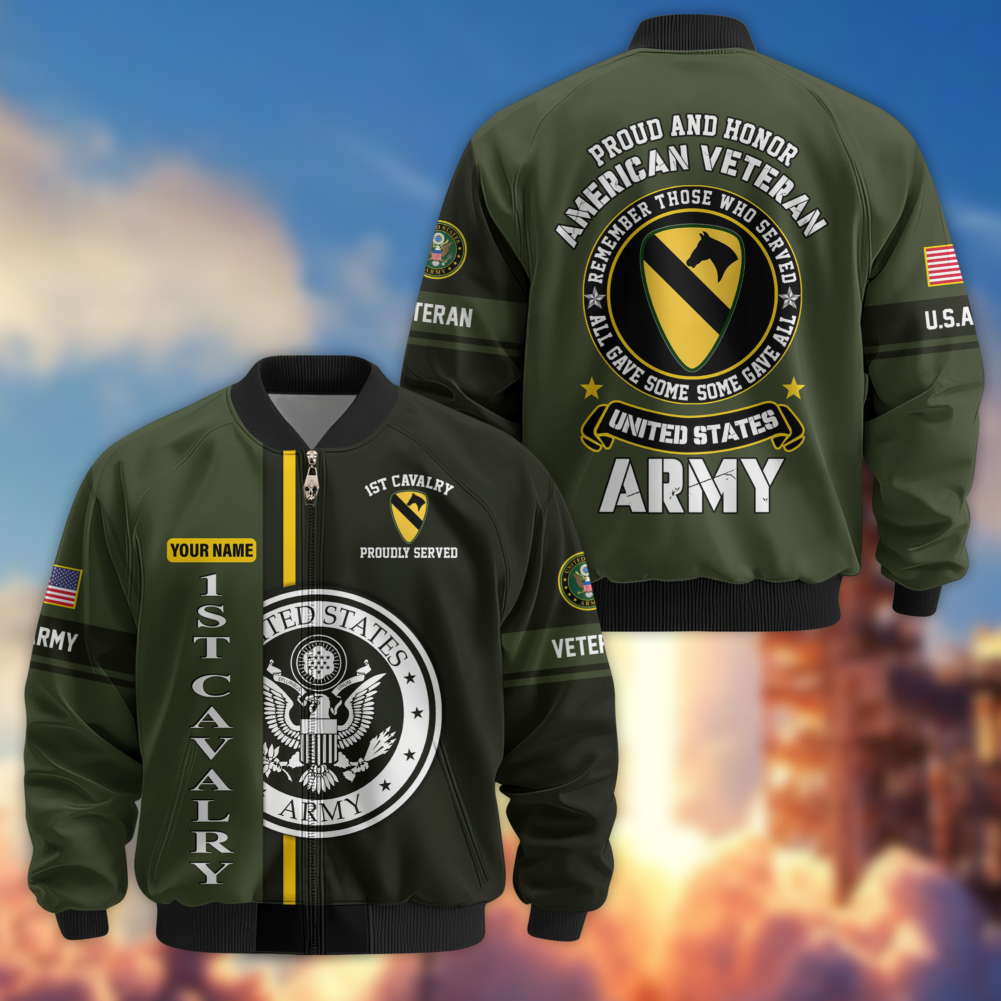 Premium 1st Cavalry Division Bomber Jacket VPVC800161, Gifts For Army Veteran, Gifts For Father’s Day, Veterans Day