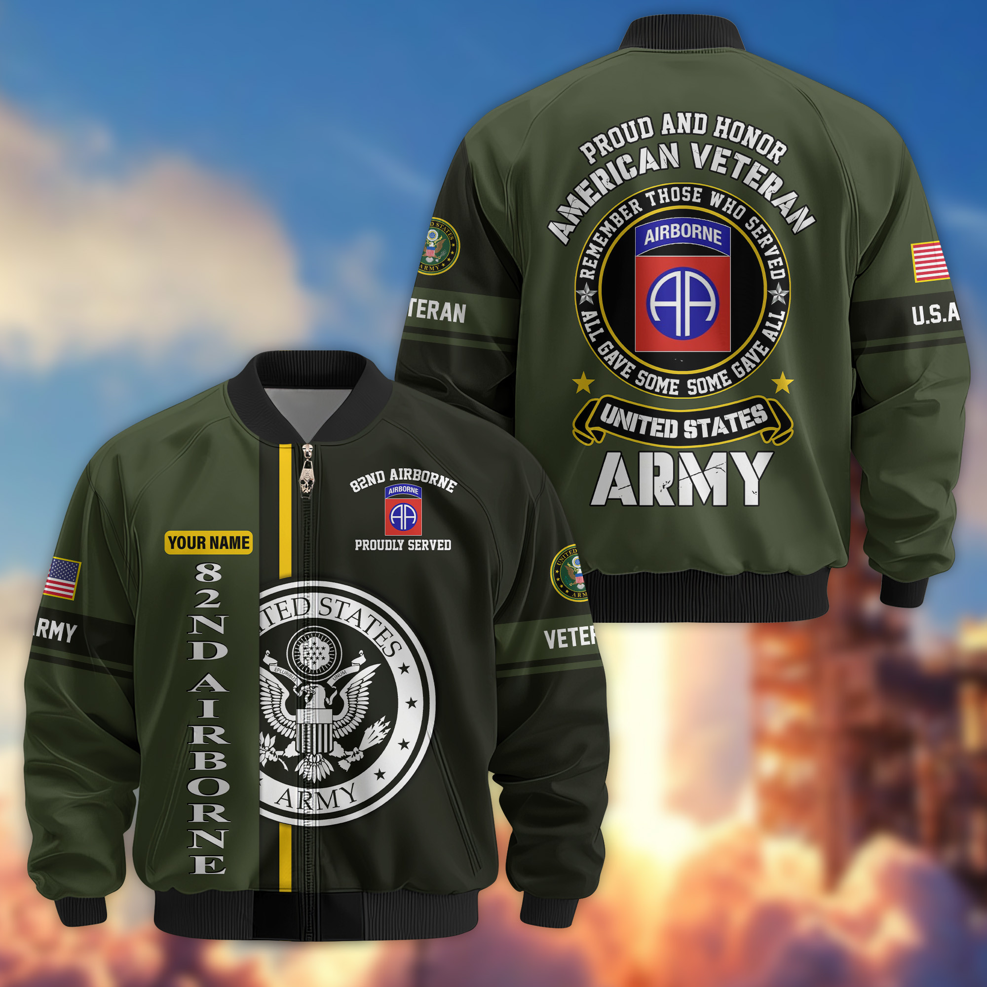 Premium 82nd Airborne Bomber Jacket VPVC800163, Gifts For Army Veteran, Gifts For Father’s Day, Veterans Day