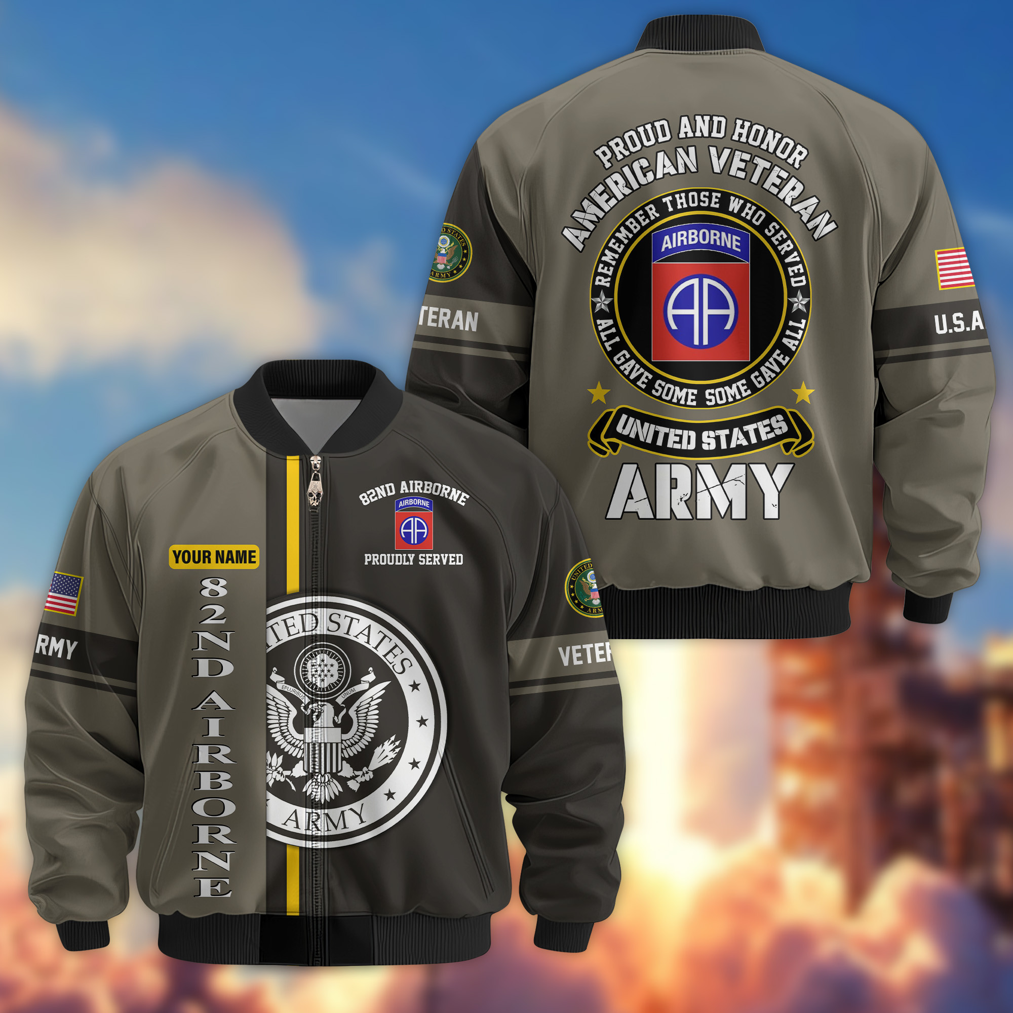 Premium 82nd Airborne Bomber Jacket VPVC800164, Gifts For Army Veteran, Gifts For Father’s Day, Veterans Day