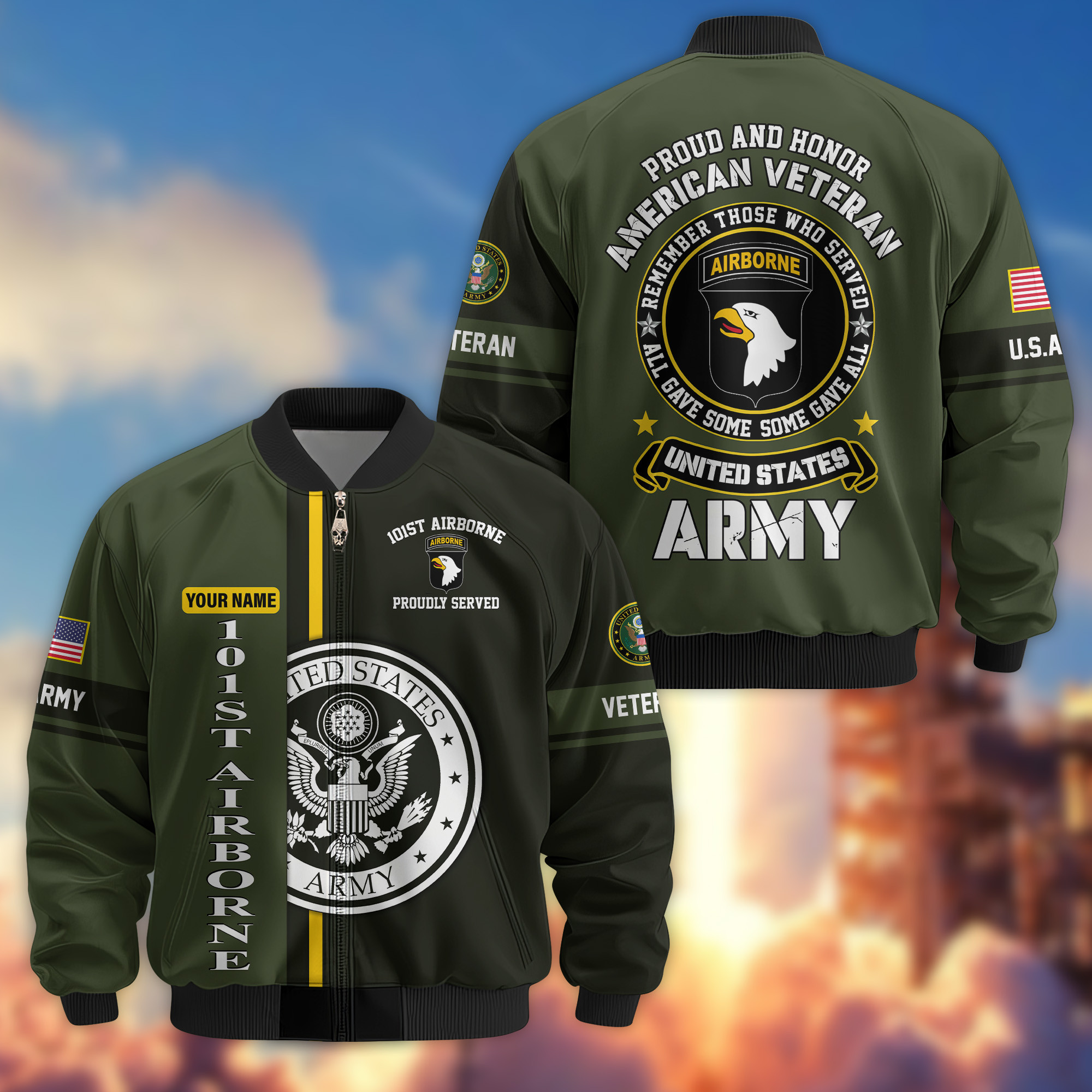Premium 101st Airborne Bomber Jacket VPVC800165, Gifts For Army Veteran, Gifts For Father’s Day, Veterans Day