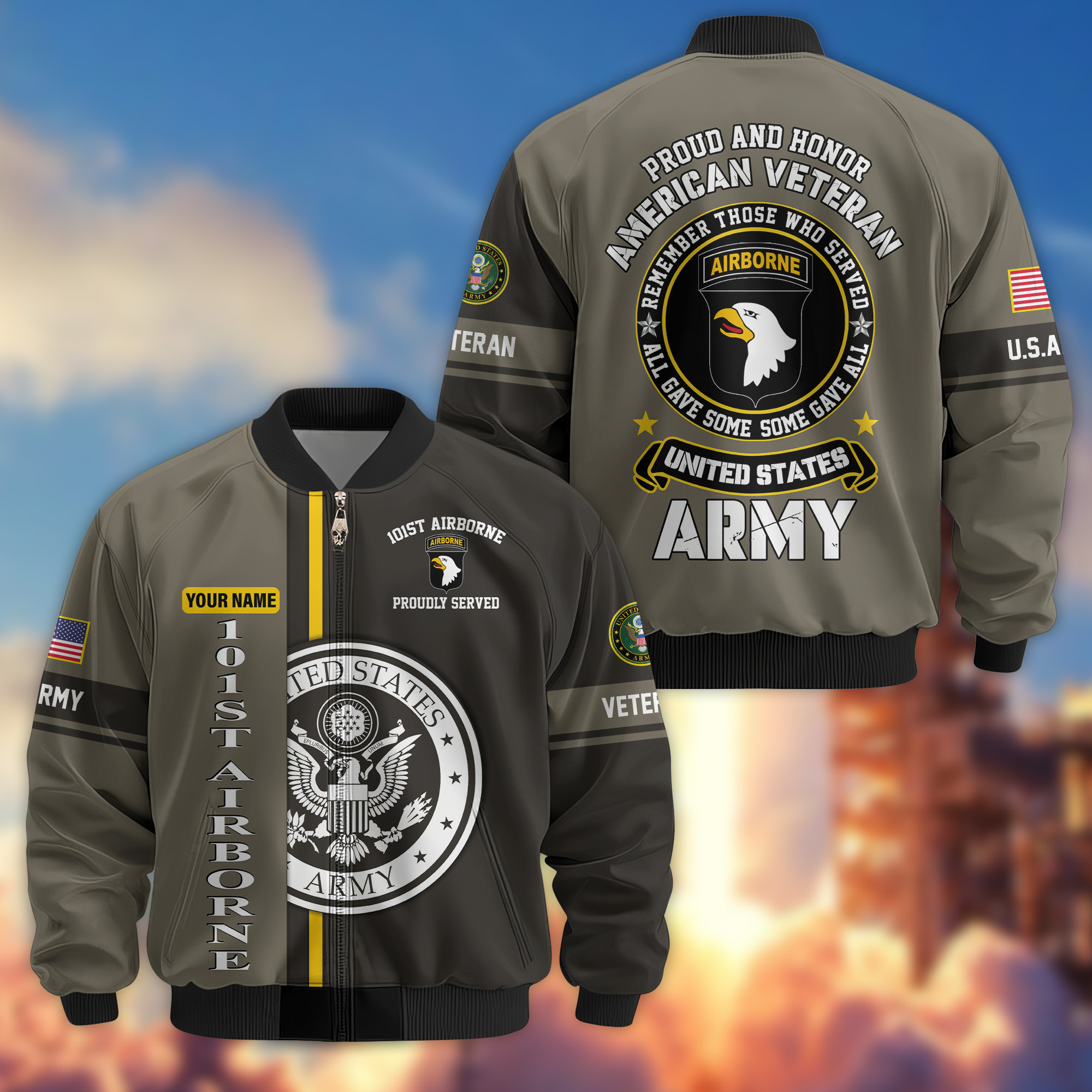 Premium 101st Airborne Division Bomber Jacket VPVC800166, Gifts For Army Veteran, Gifts For Father’s Day, Veterans Day