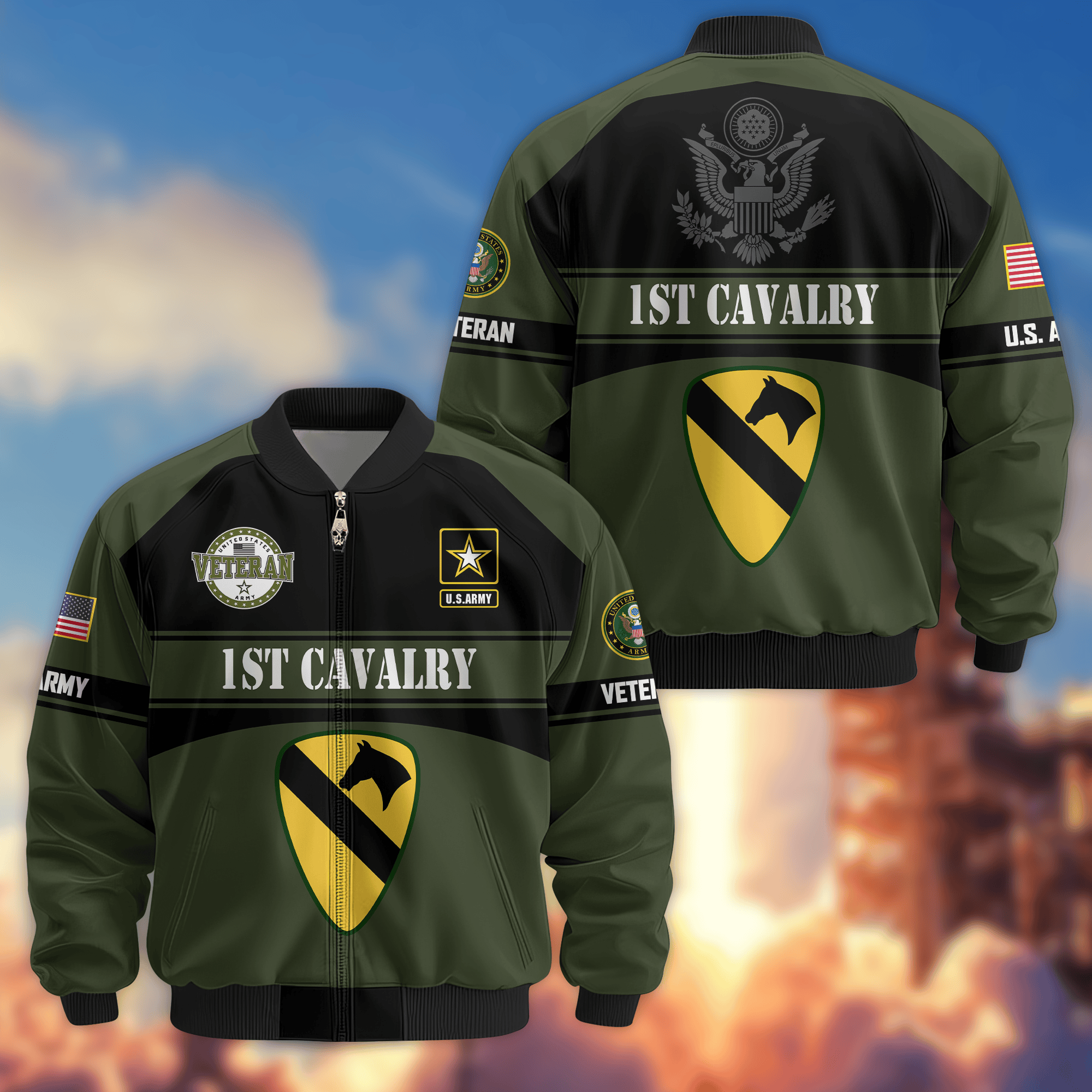 Premium 1st Cavalry Division Bomber Jacket VPVC800181, Gifts For Army Veteran, Gifts For Father’s Day, Veterans Day
