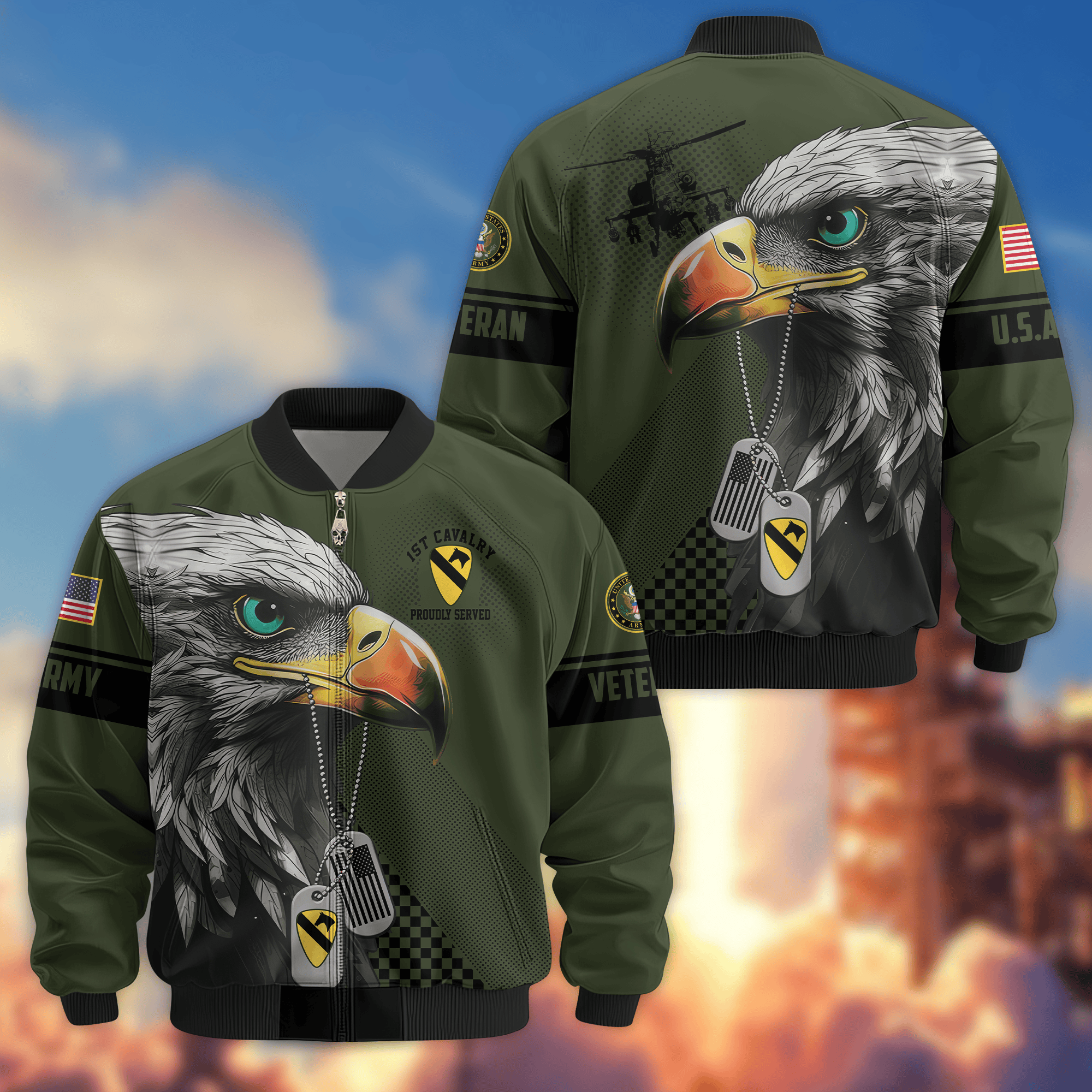 Premium 1st Cavalry Division Bomber Jacket VPVC800211, Gifts For Army Veteran, Gifts For Father’s Day, Veterans Day