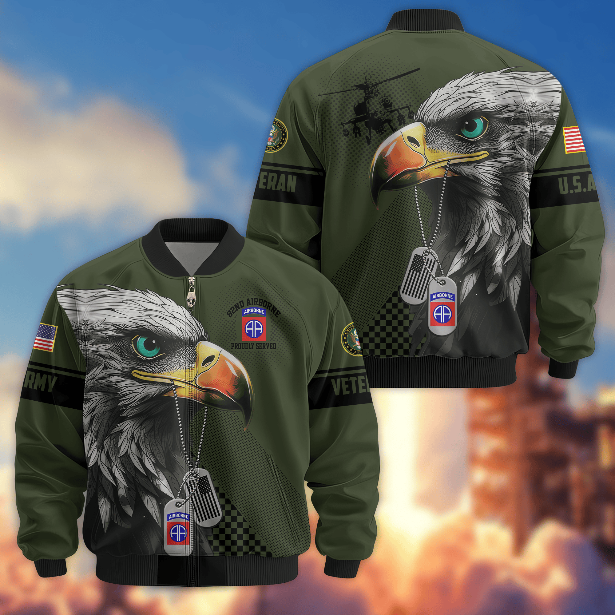Premium 82nd Airborne Bomber Jacket VPVC800213, Gifts For Army Veteran, Gifts For Father’s Day, Veterans Day